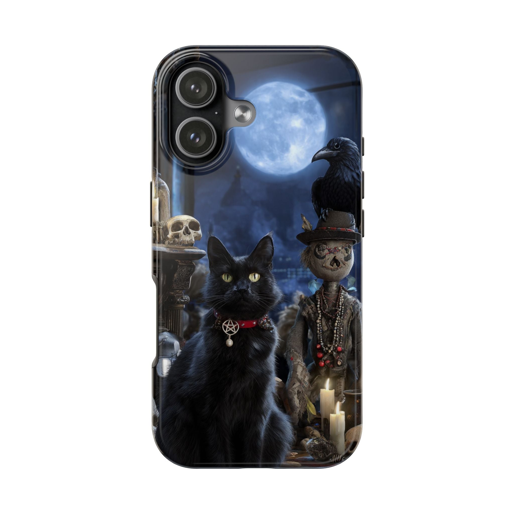 Witchy Black Cat & Raven Tough Phone Case — Gothic Moonlit Protection