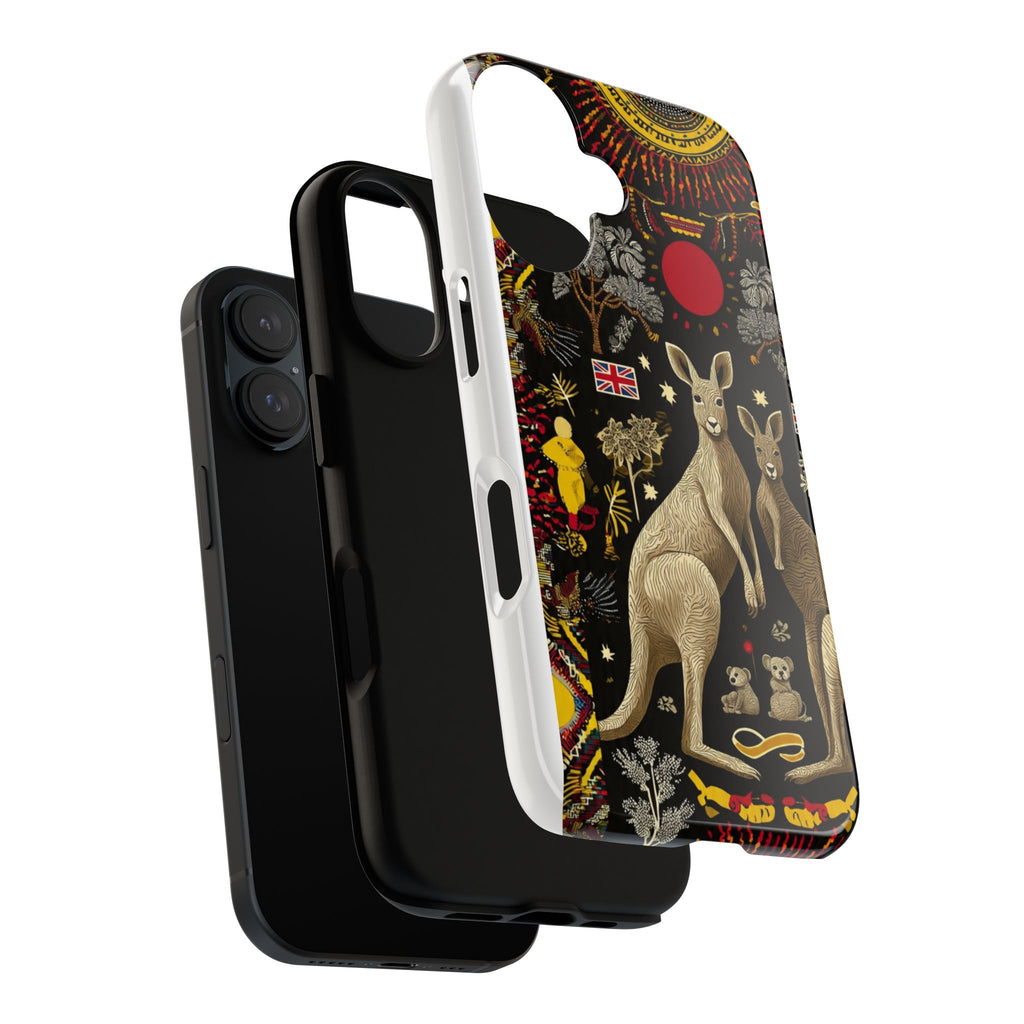 Kangaroo Family Floral Tough Phone Case — Protective Australia Wildlife Design