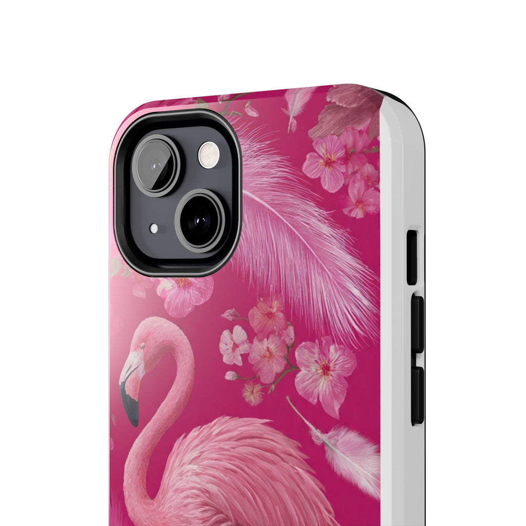 Flamingo Floral Tough Phone Case — Pink Tropical Feather Design