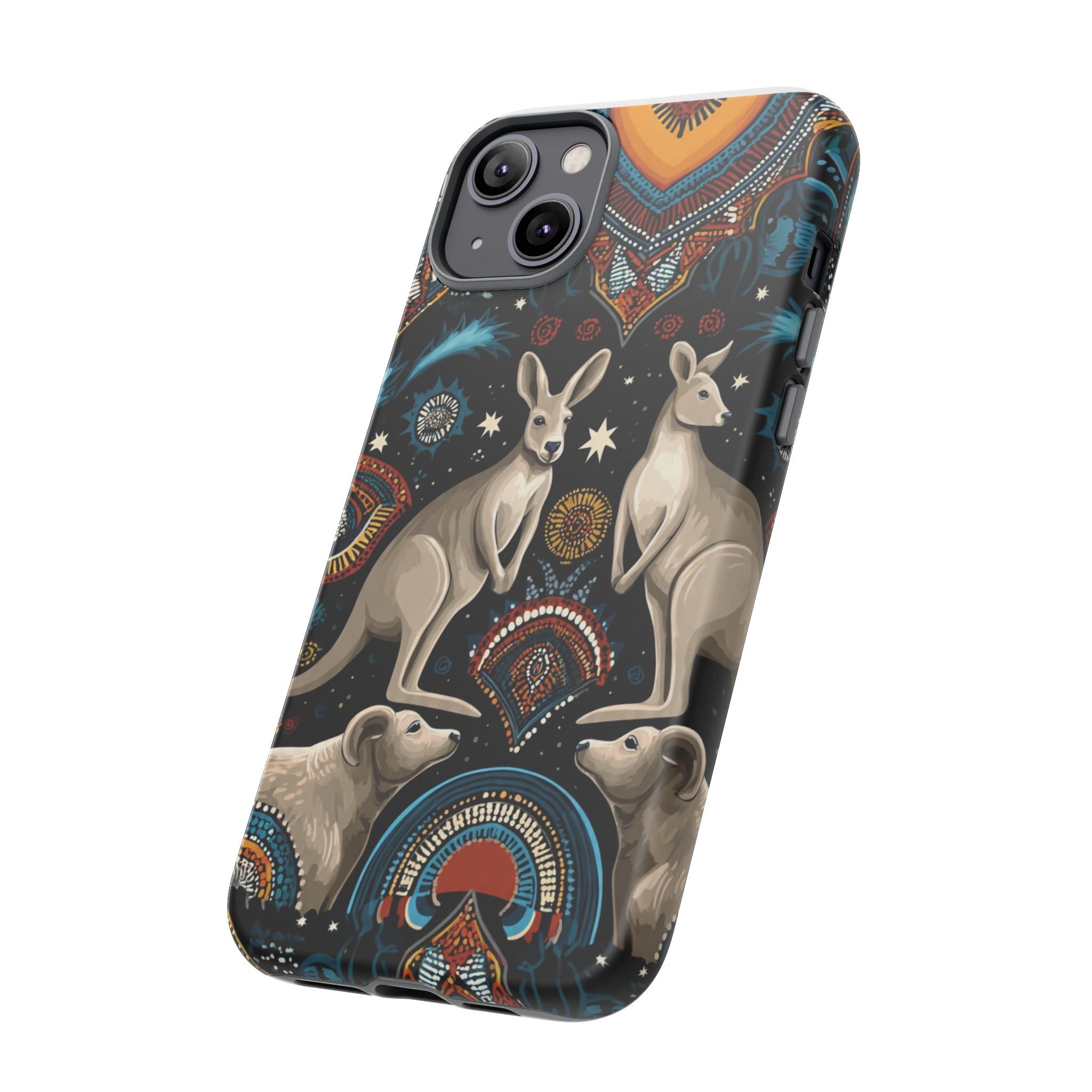 Kangaroo & Boomerang Tough Phone Case — Australian Wildlife Pattern