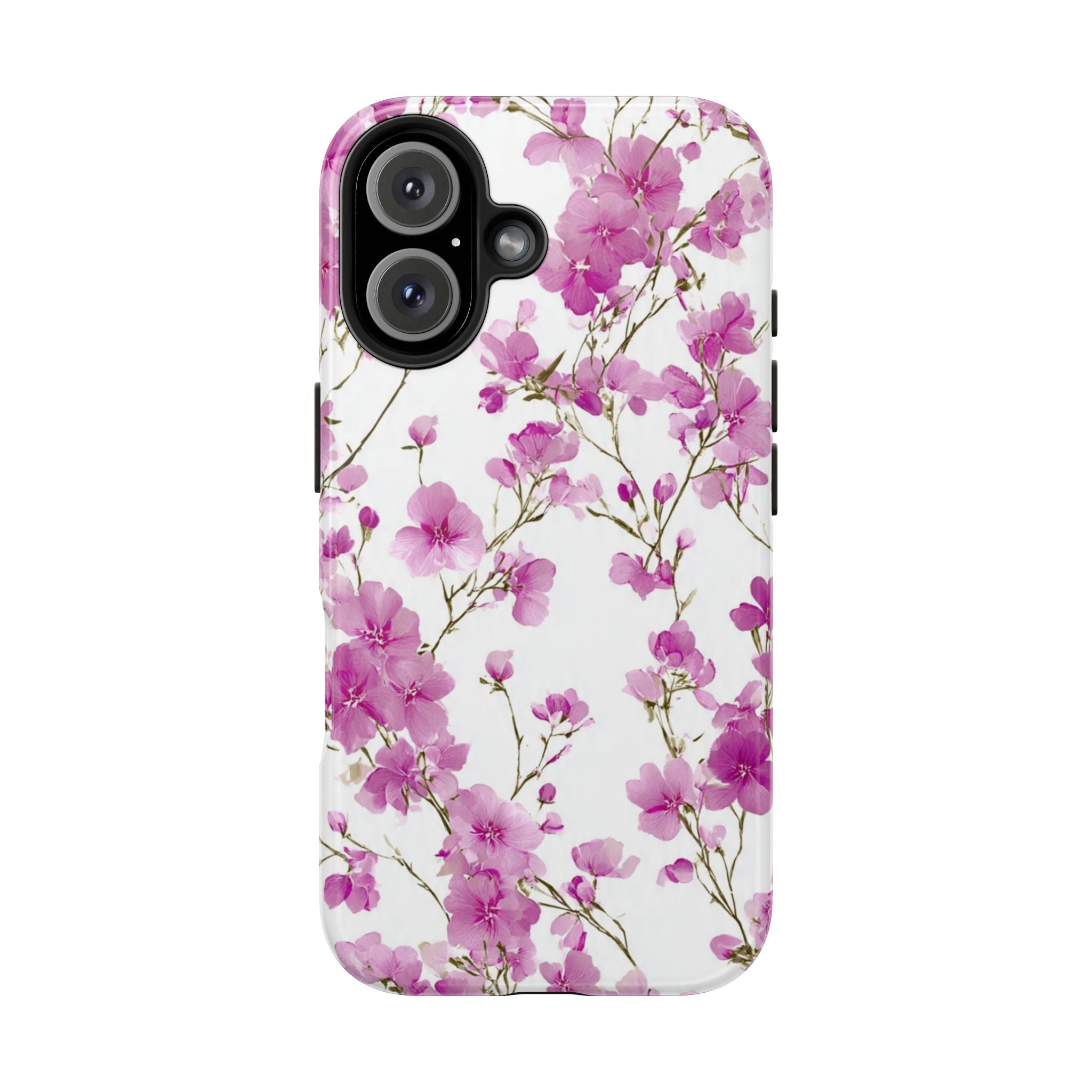 Floral Pink Blossoms Tough Phone Case — Durable Protective Phone Cover with Watercolor Cherry Blossom Design