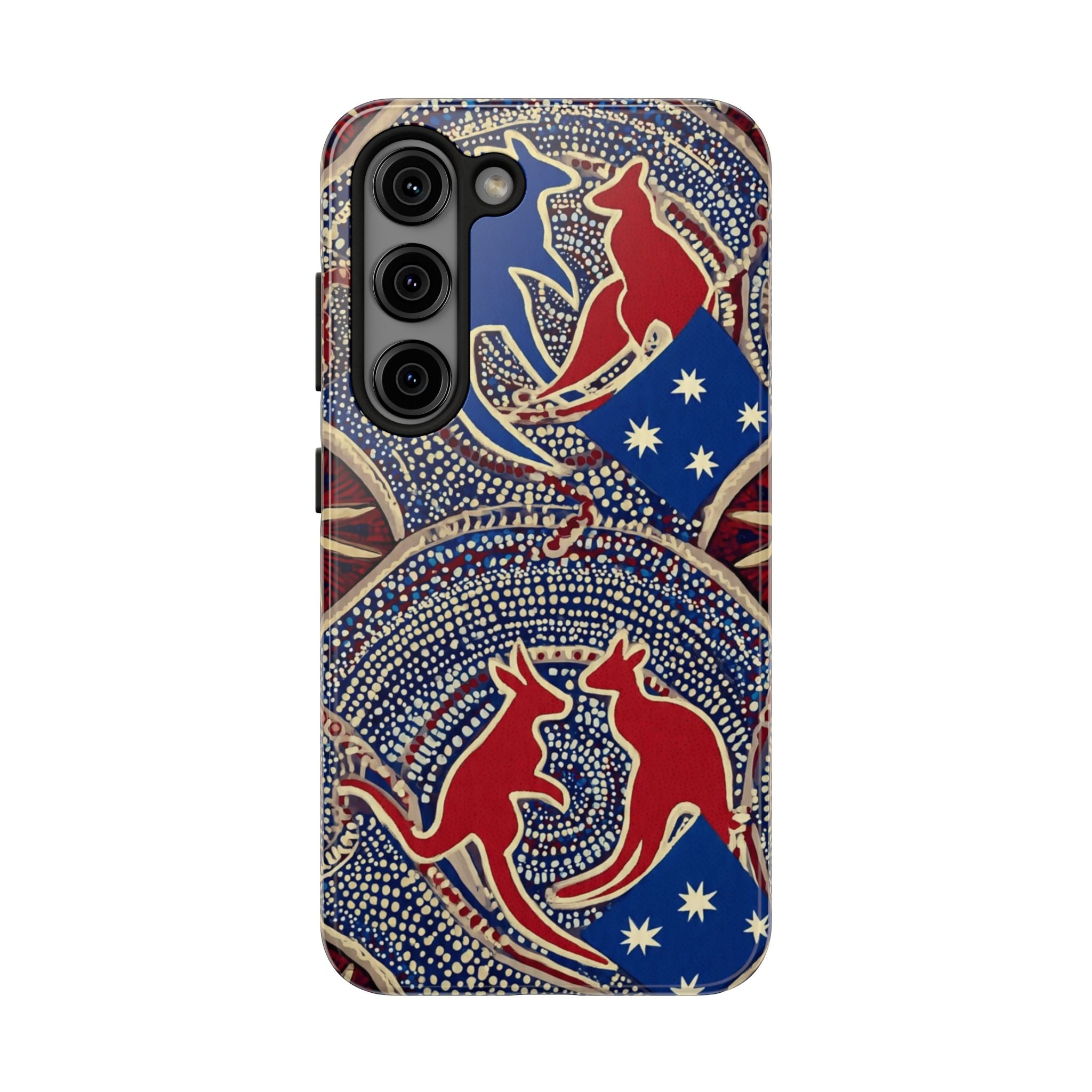 Australian Aboriginal Style Kangaroo Tough Phone Case — Patriotic Dot Art Phone Cover