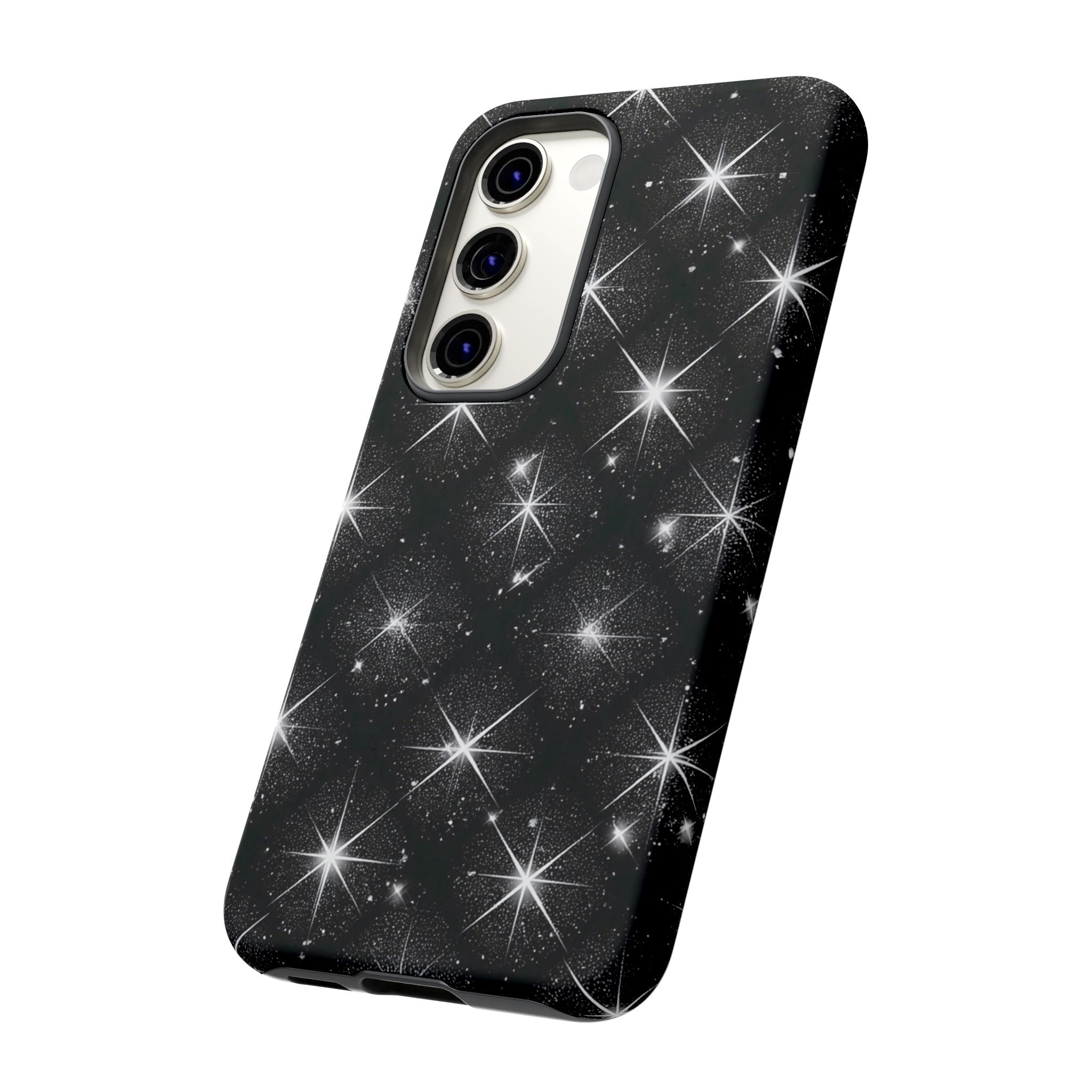 Galaxy Sparkle Tough Phone Case — Black Starfield Protective Cover