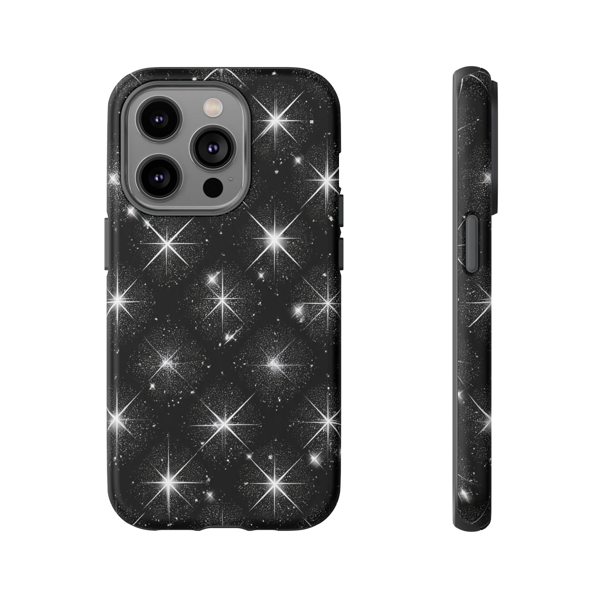 Galaxy Sparkle Tough Phone Case — Black Starfield Protective Cover