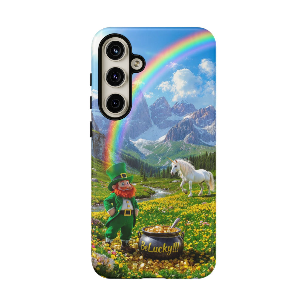 Lucky Leprechaun & Unicorn Phone Case — Rainbow Pot of Gold Protective Cover