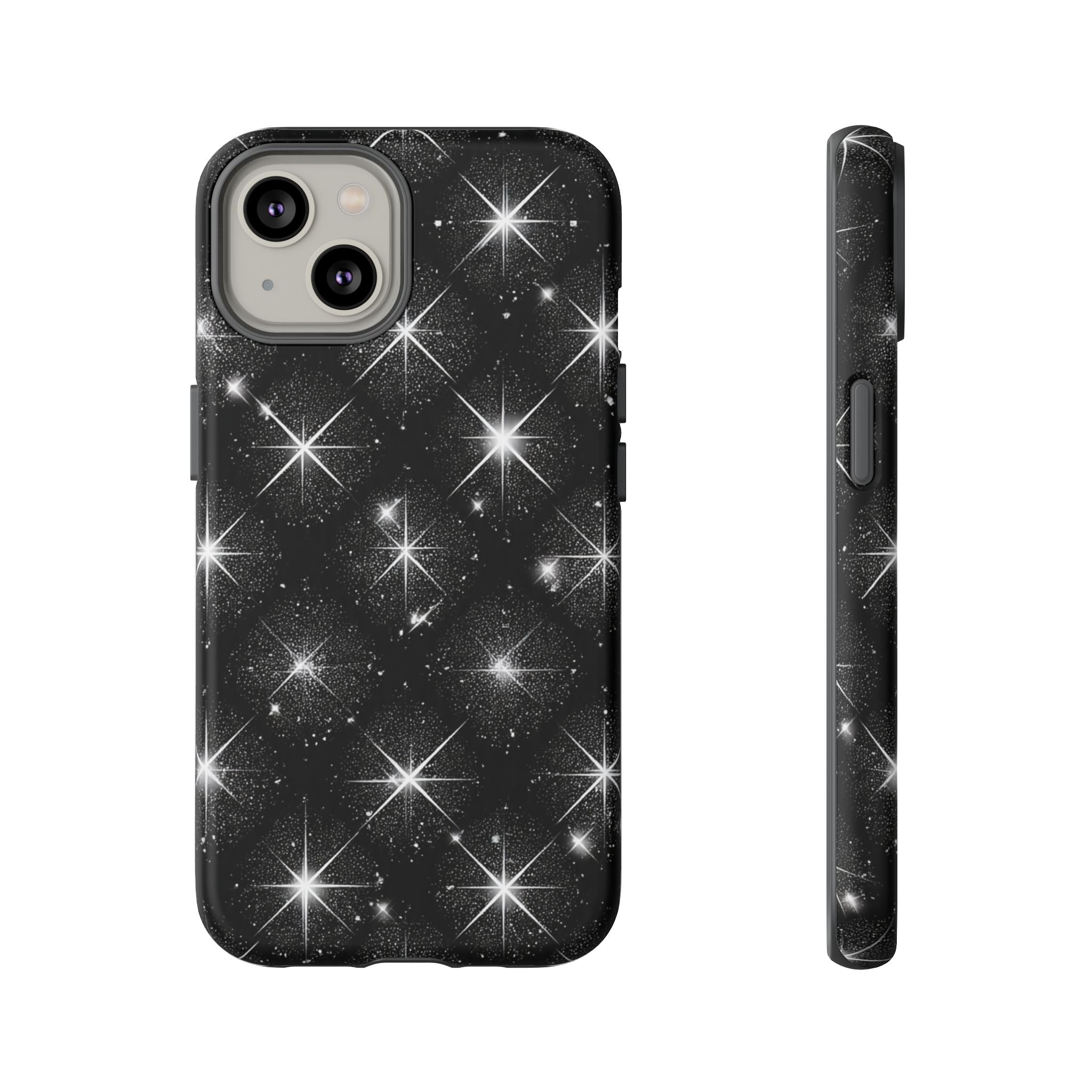 Galaxy Sparkle Tough Phone Case — Black Starfield Protective Cover