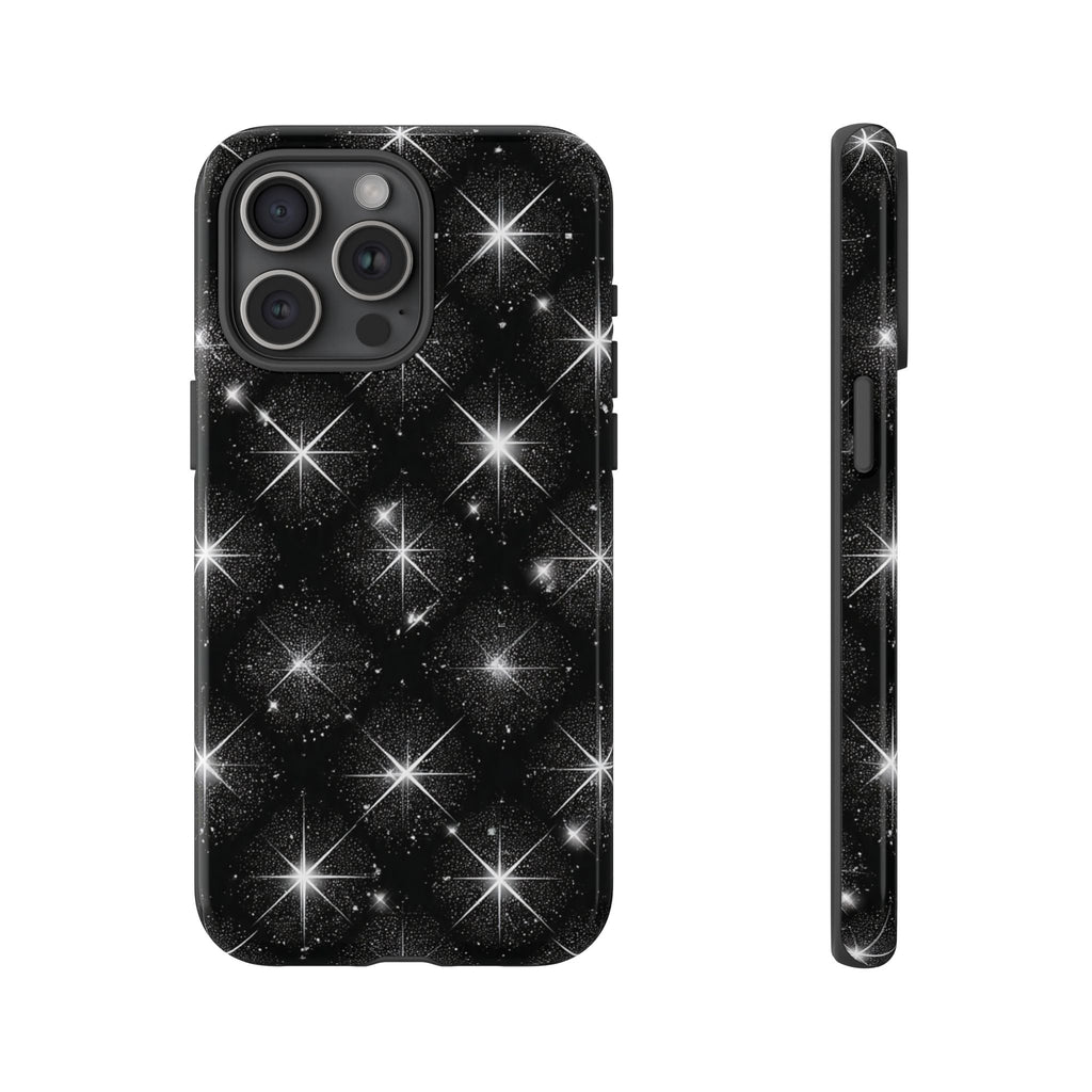 Galaxy Sparkle Tough Phone Case — Black Starfield Protective Cover
