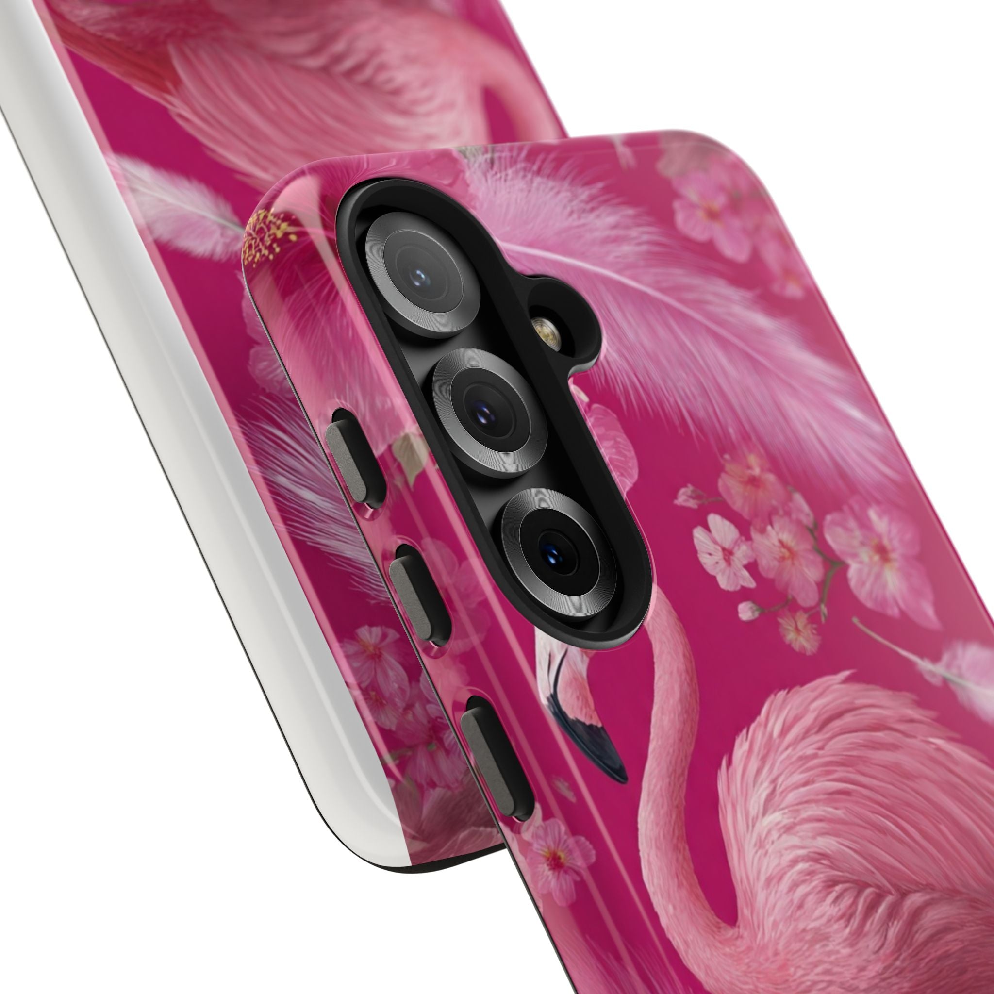 Flamingo Floral Tough Phone Case — Pink Tropical Feather Design