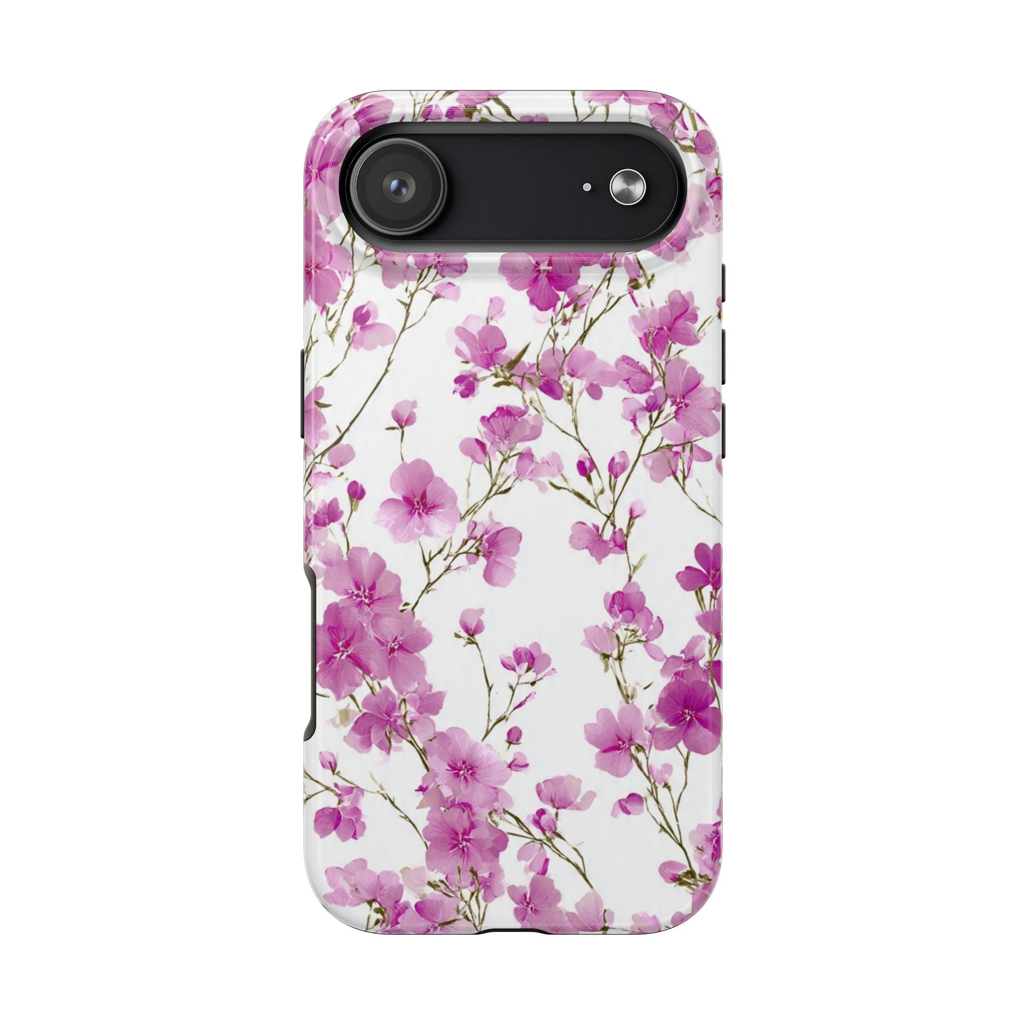 Floral Pink Blossoms Tough Phone Case — Durable Protective Phone Cover with Watercolor Cherry Blossom Design