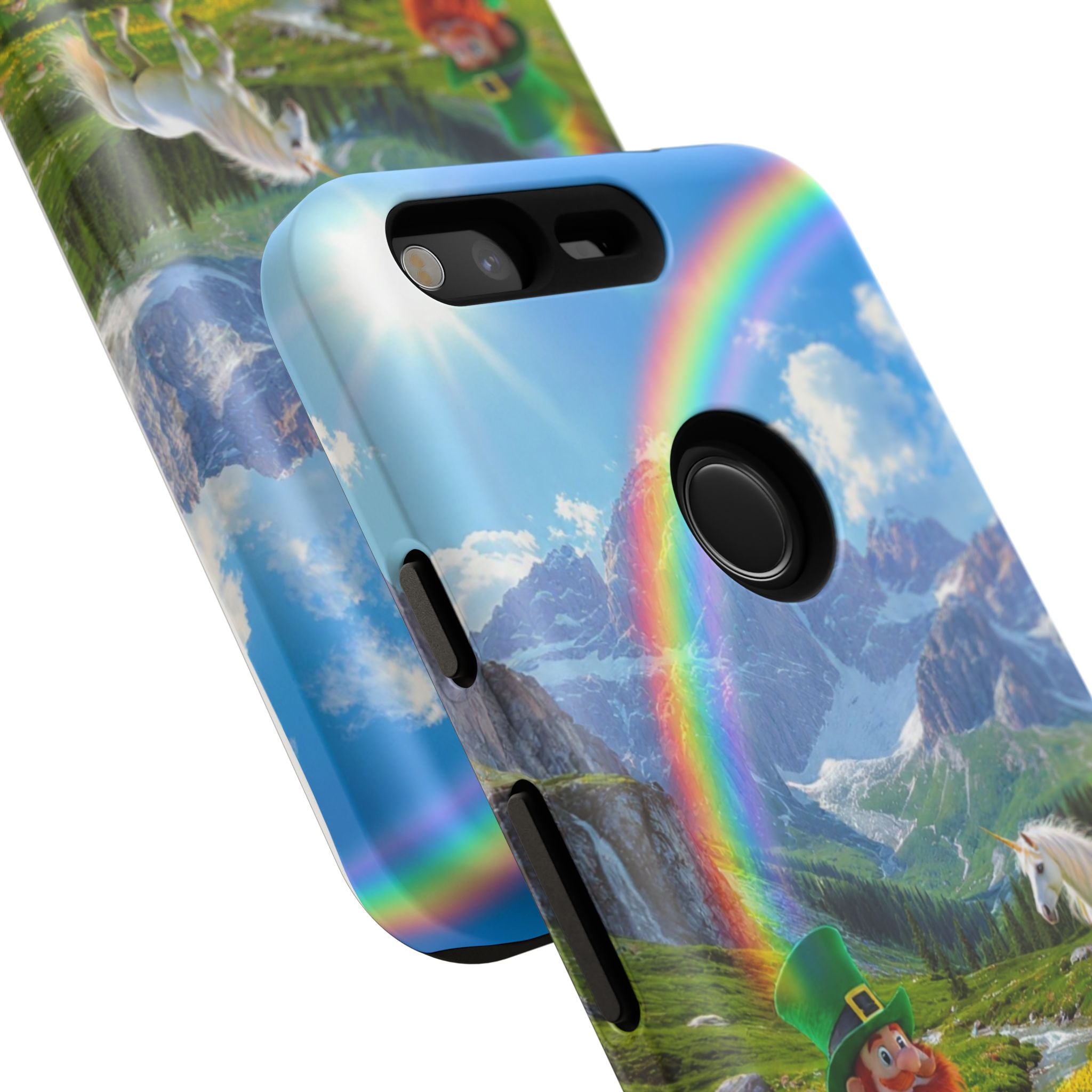 Lucky Leprechaun & Unicorn Phone Case — Rainbow Pot of Gold Protective Cover