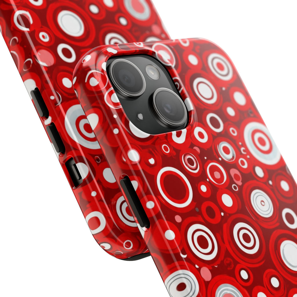 Red Retro Circles Tough Phone Case — Durable Shockproof Protective Cover