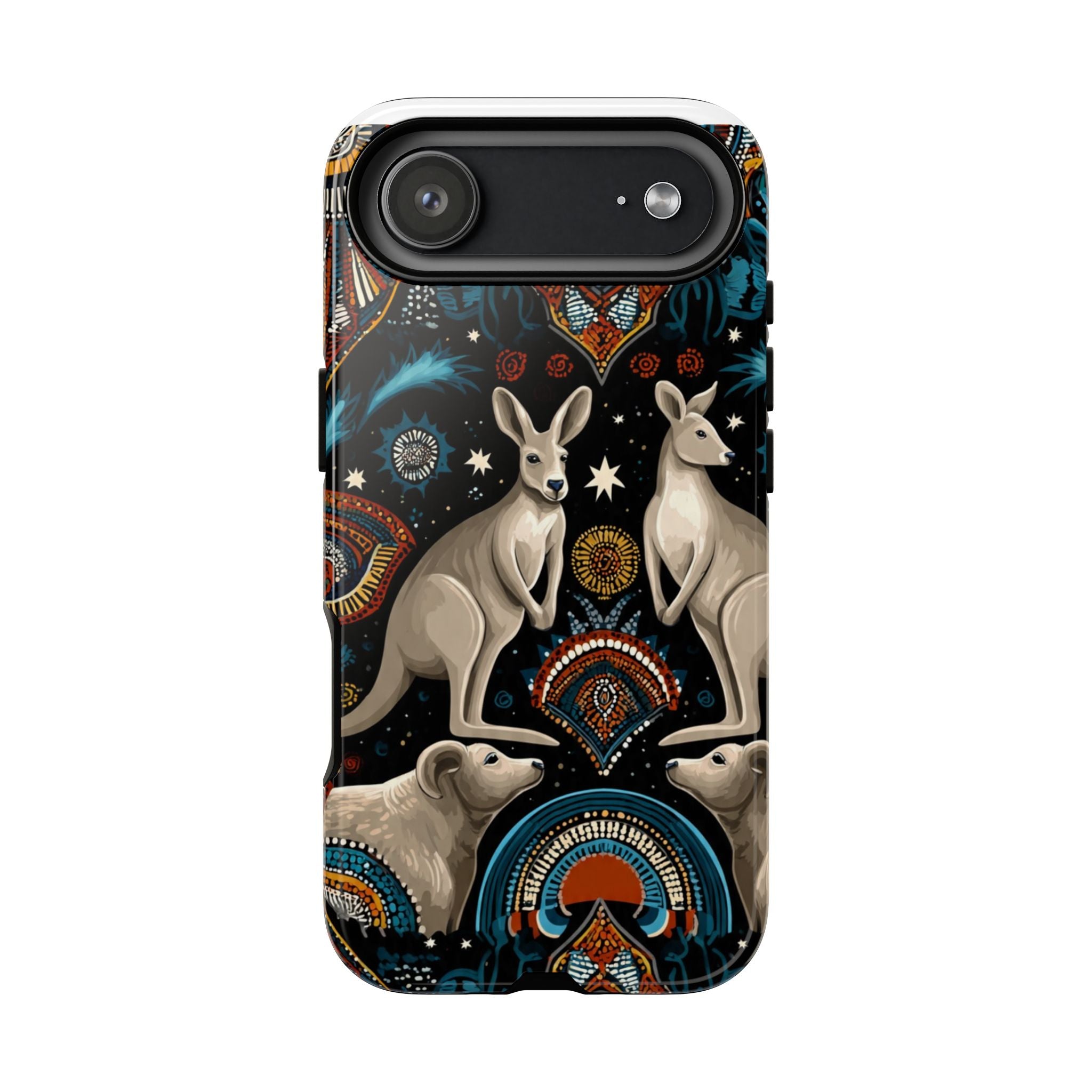 Kangaroo & Boomerang Tough Phone Case — Australian Wildlife Pattern