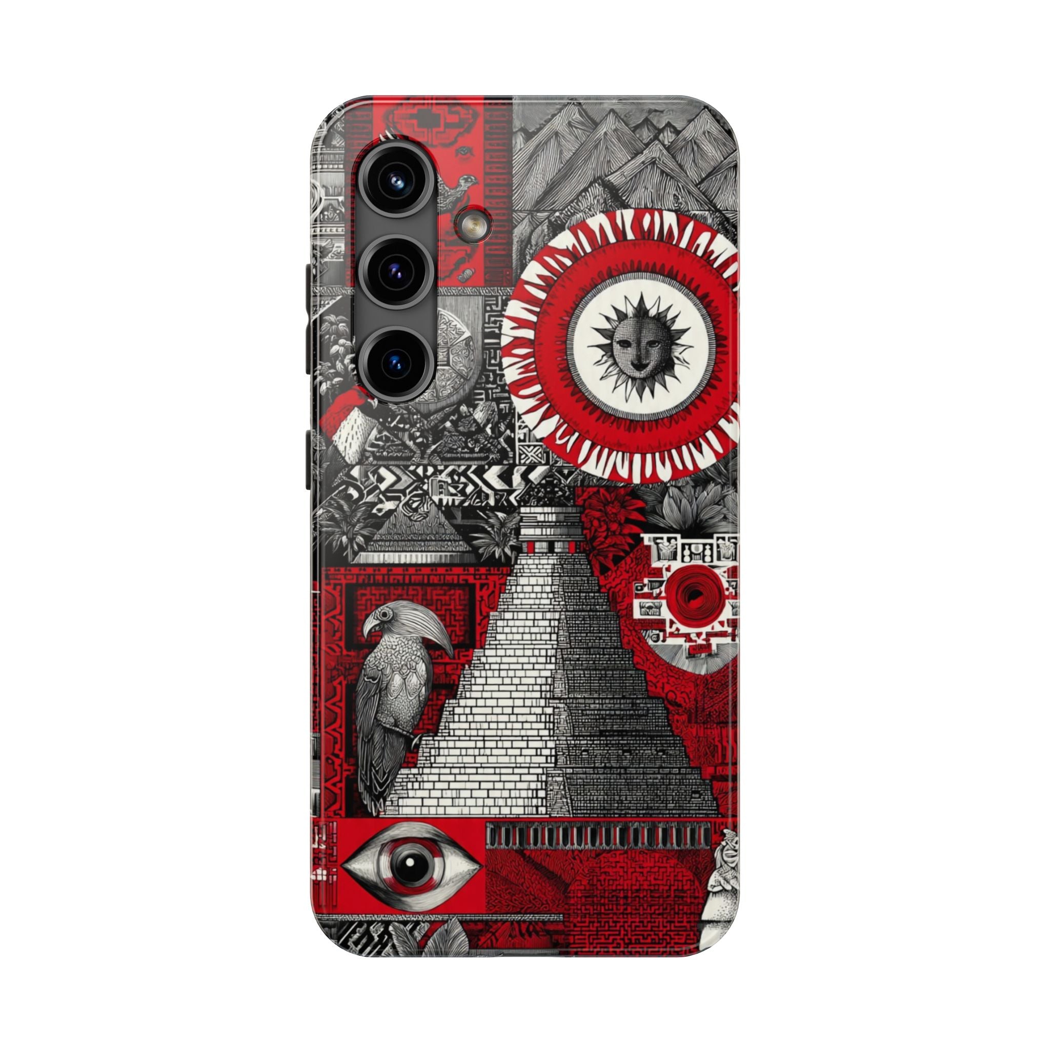 Tough Phone Case — Red Inca Pyramid Collage (Sun & Raven)