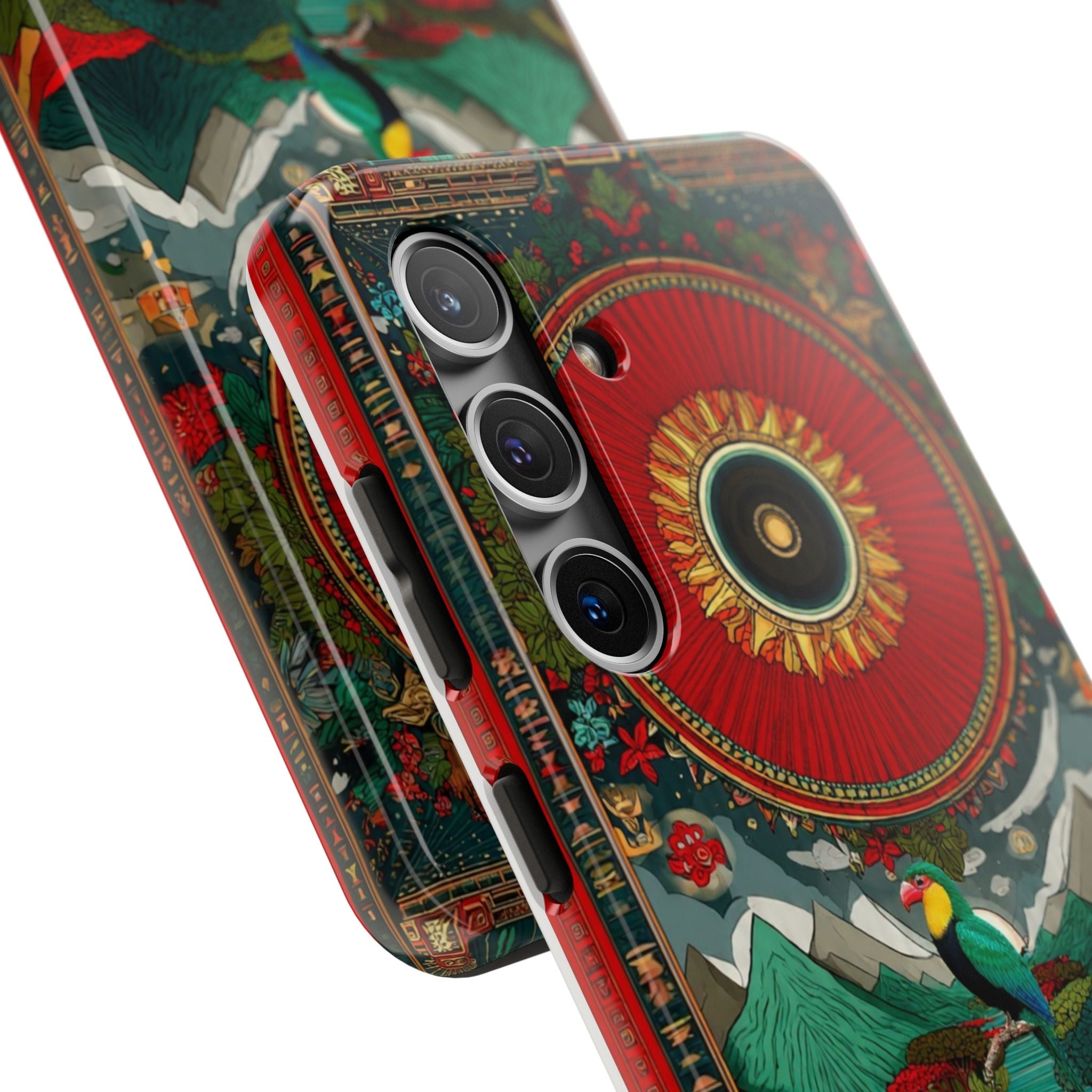 Tough Phone Case — Vibrant Tropical Mountain Bird Design