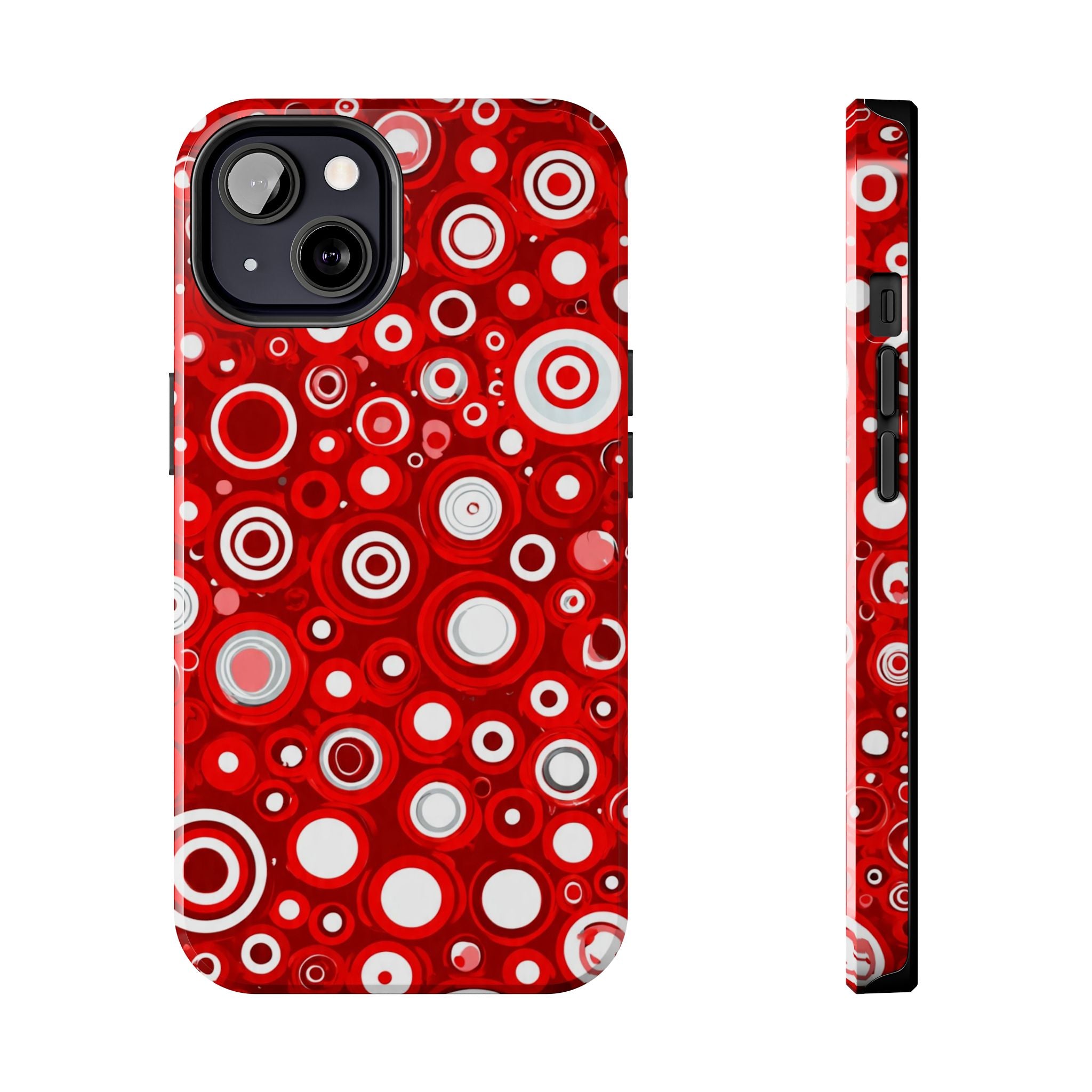 Red Retro Circles Tough Phone Case — Durable Shockproof Protective Cover