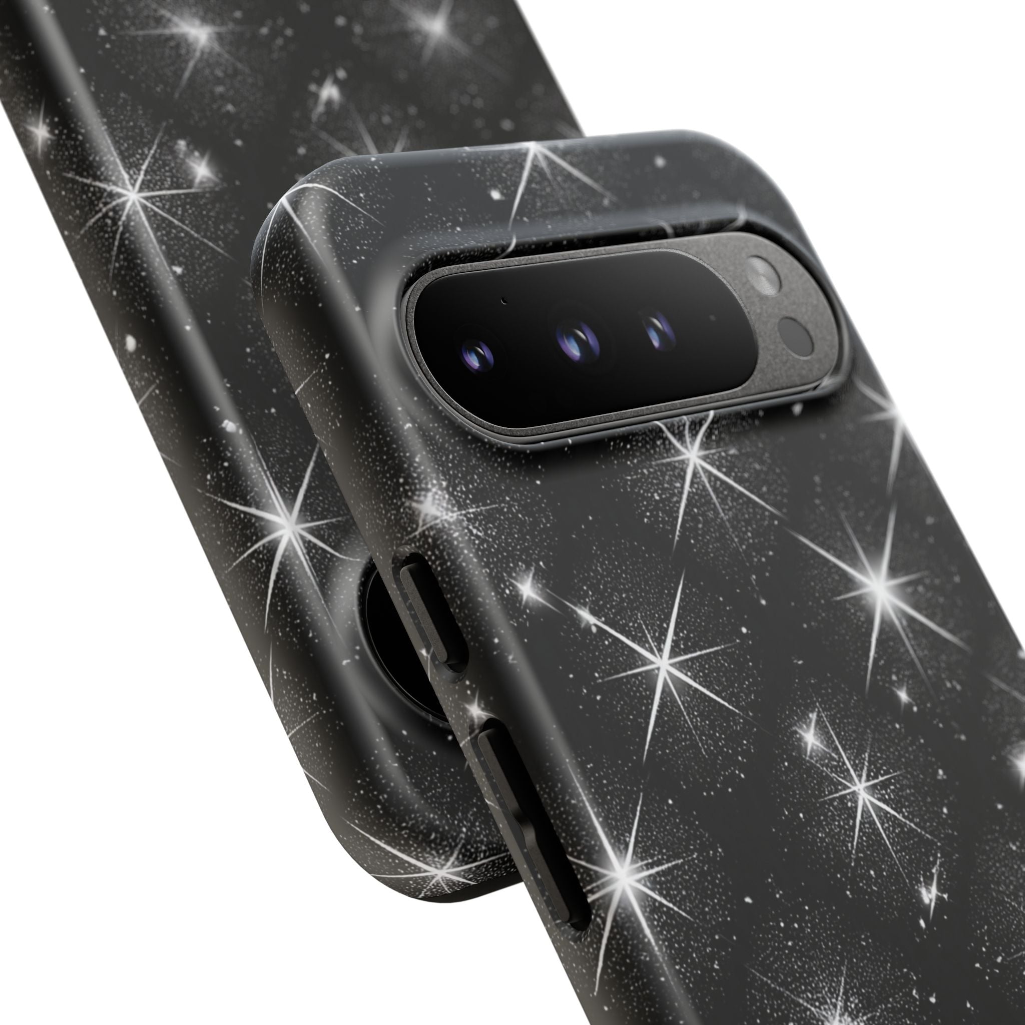 Galaxy Sparkle Tough Phone Case — Black Starfield Protective Cover