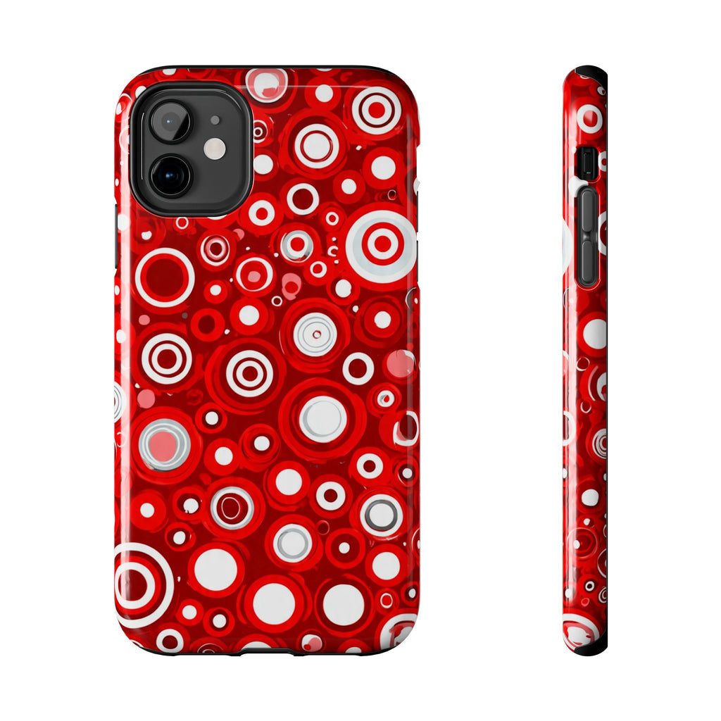 Red Retro Circles Tough Phone Case — Durable Shockproof Protective Cover