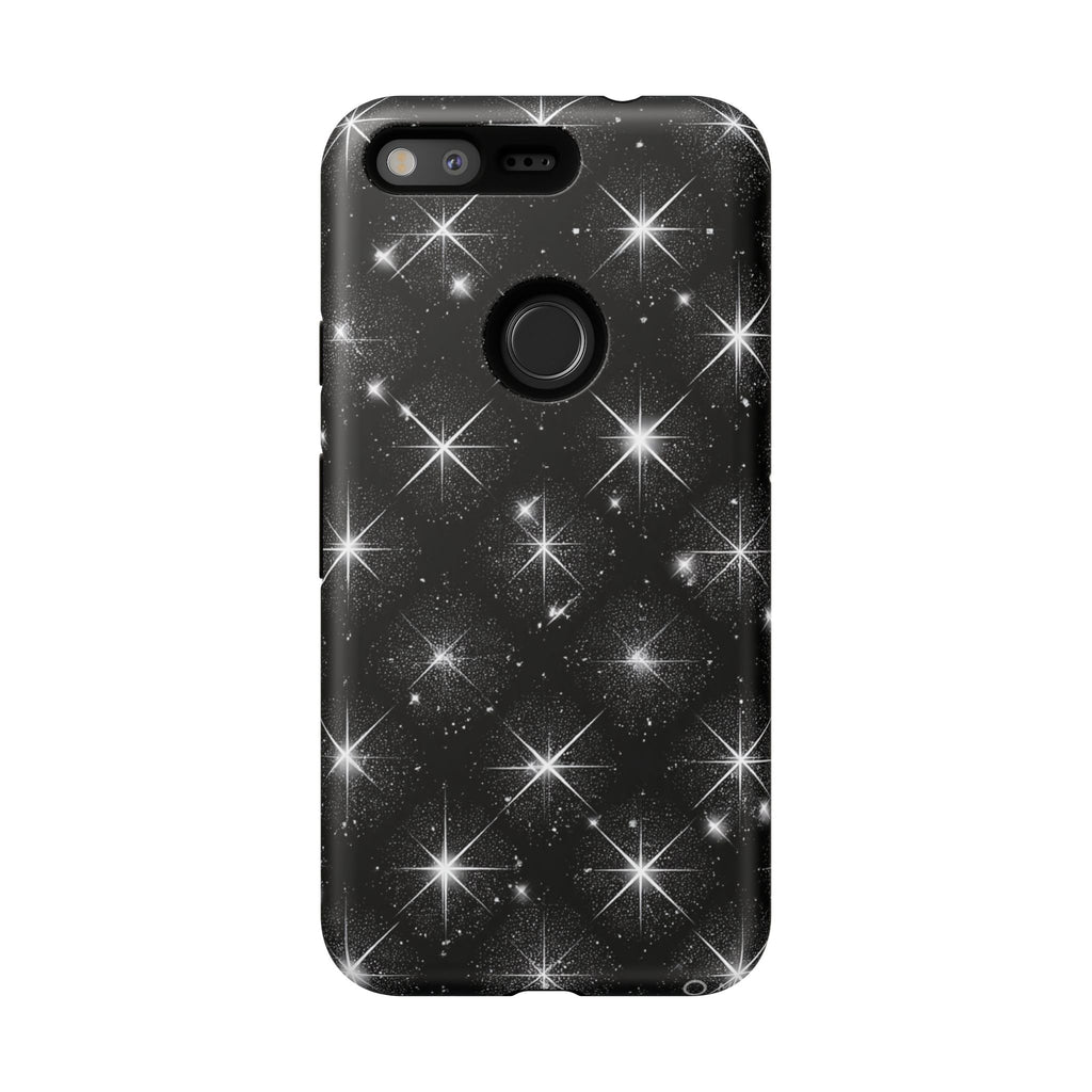 Galaxy Sparkle Tough Phone Case — Black Starfield Protective Cover