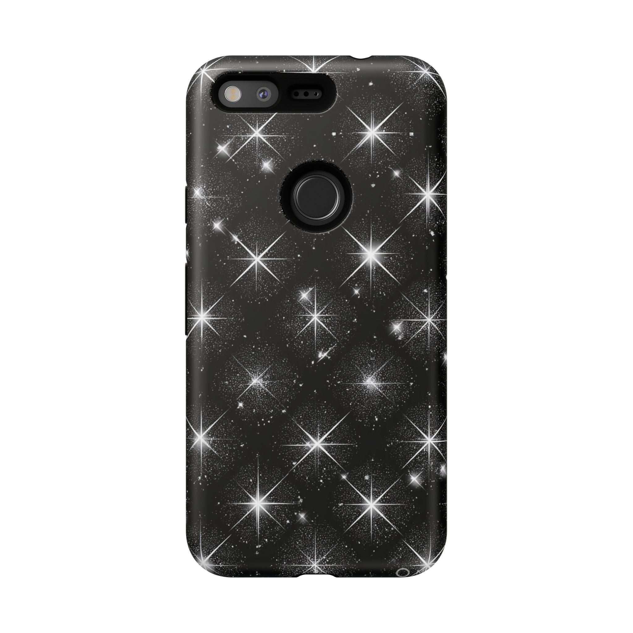 Galaxy Sparkle Tough Phone Case — Black Starfield Protective Cover