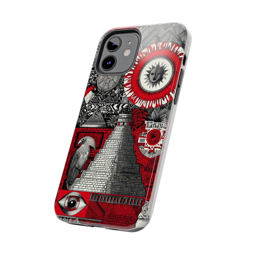 Tough Phone Case — Red Inca Pyramid Collage (Sun & Raven)