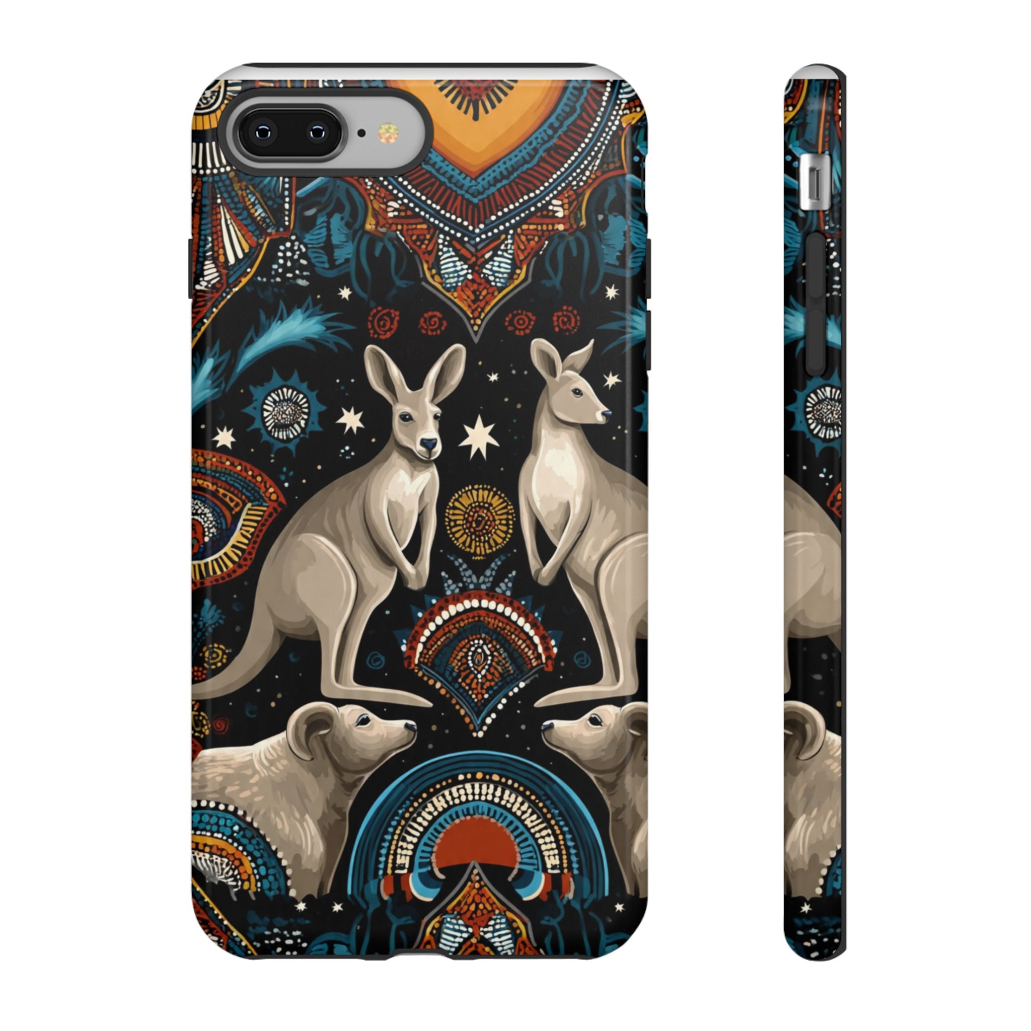 Kangaroo & Boomerang Tough Phone Case — Australian Wildlife Pattern