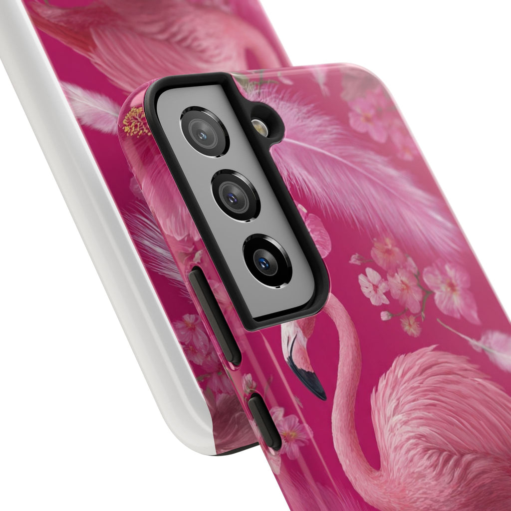 Flamingo Floral Tough Phone Case — Pink Tropical Feather Design