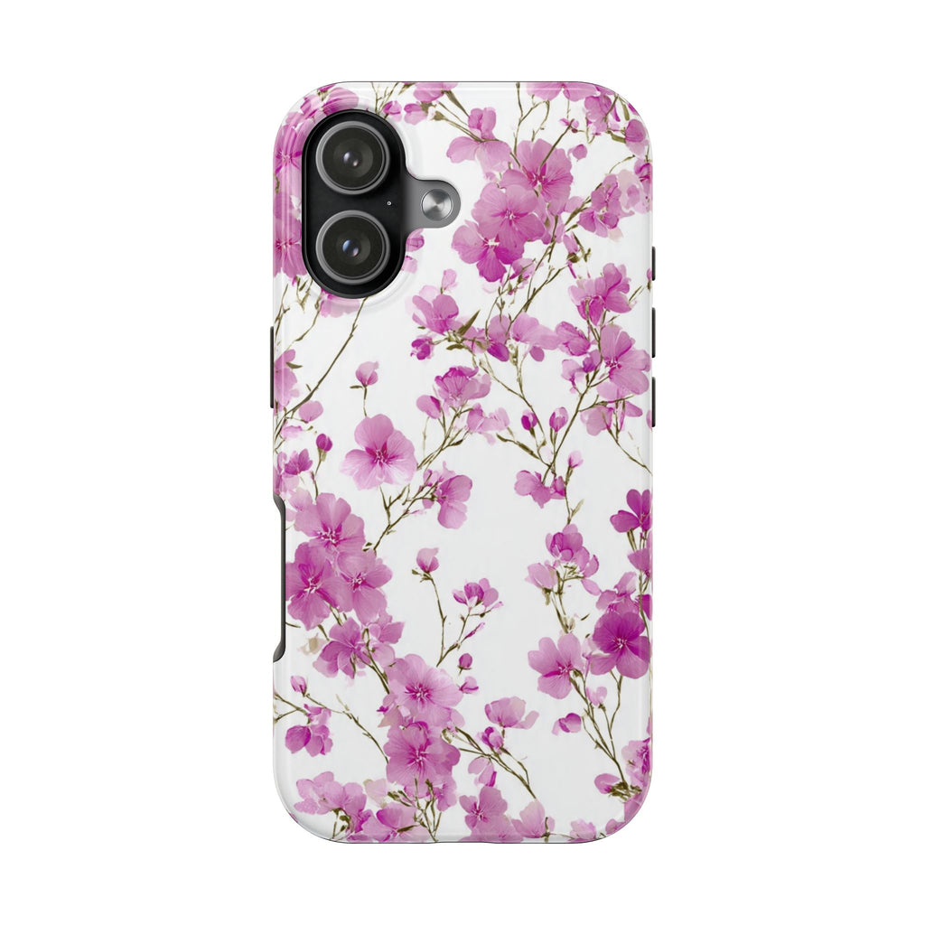 Floral Pink Blossoms Tough Phone Case — Durable Protective Phone Cover with Watercolor Cherry Blossom Design