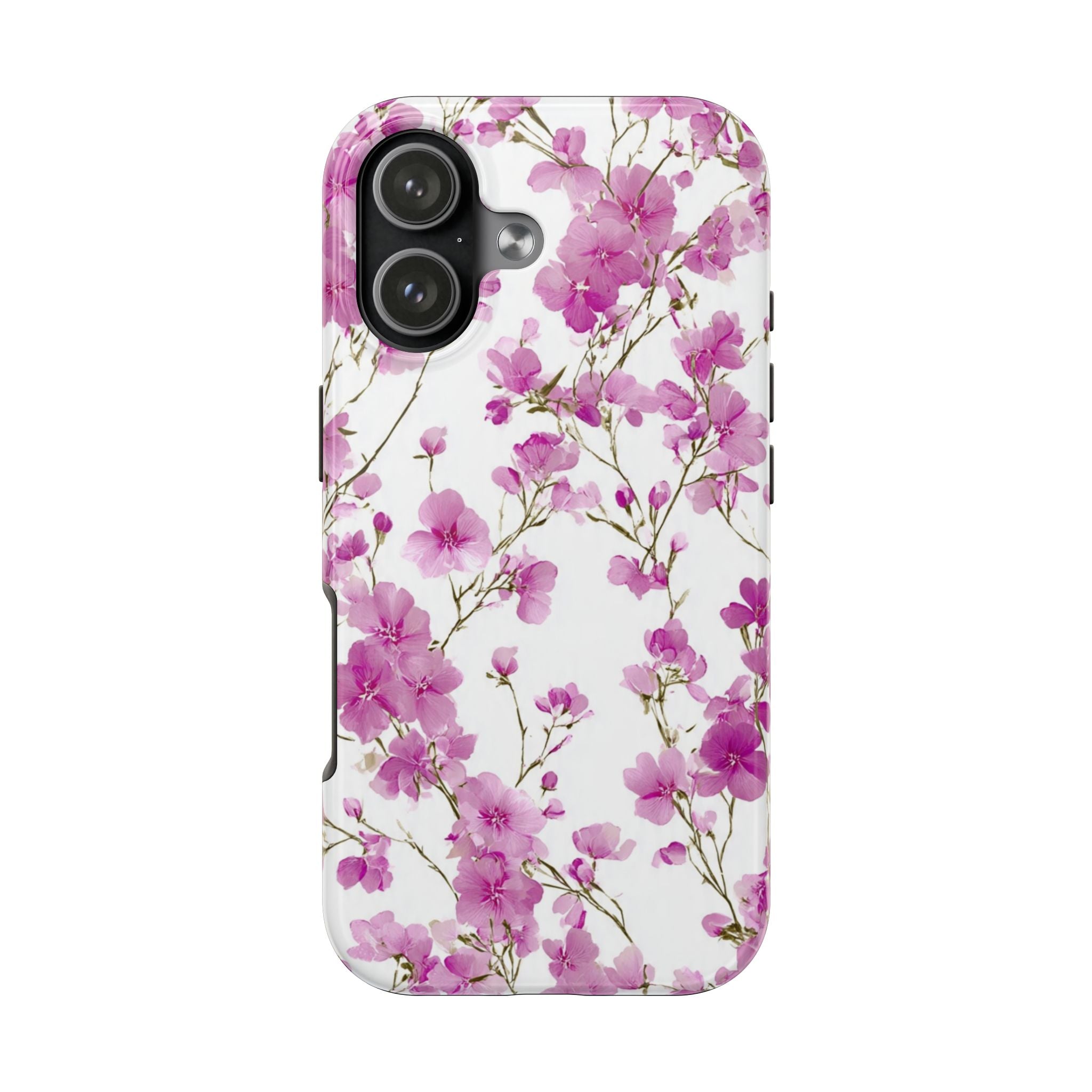 Floral Pink Blossoms Tough Phone Case — Durable Protective Phone Cover with Watercolor Cherry Blossom Design