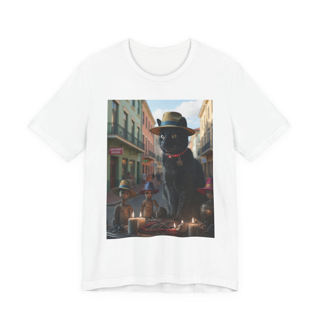 Mystic Voodoo Cat T‑Shirt — New Orleans Witchcat Street Scene