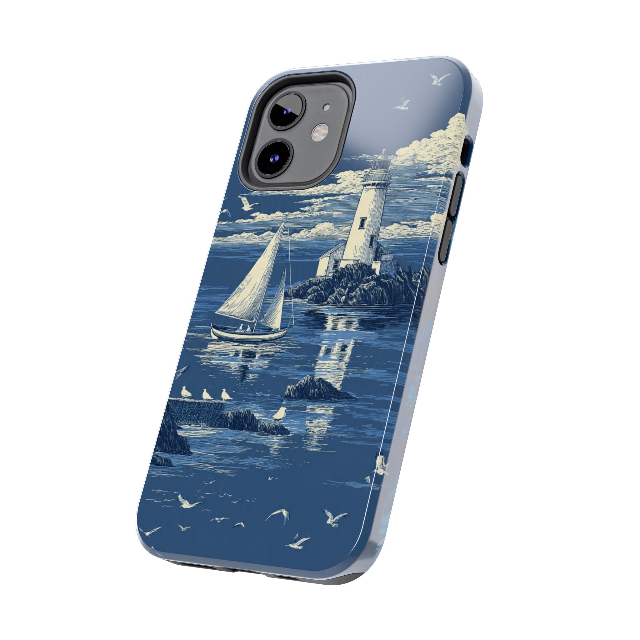 Swan Lake Tough Phone Case — Blue Vintage Swan Design, Durable Protective Cover