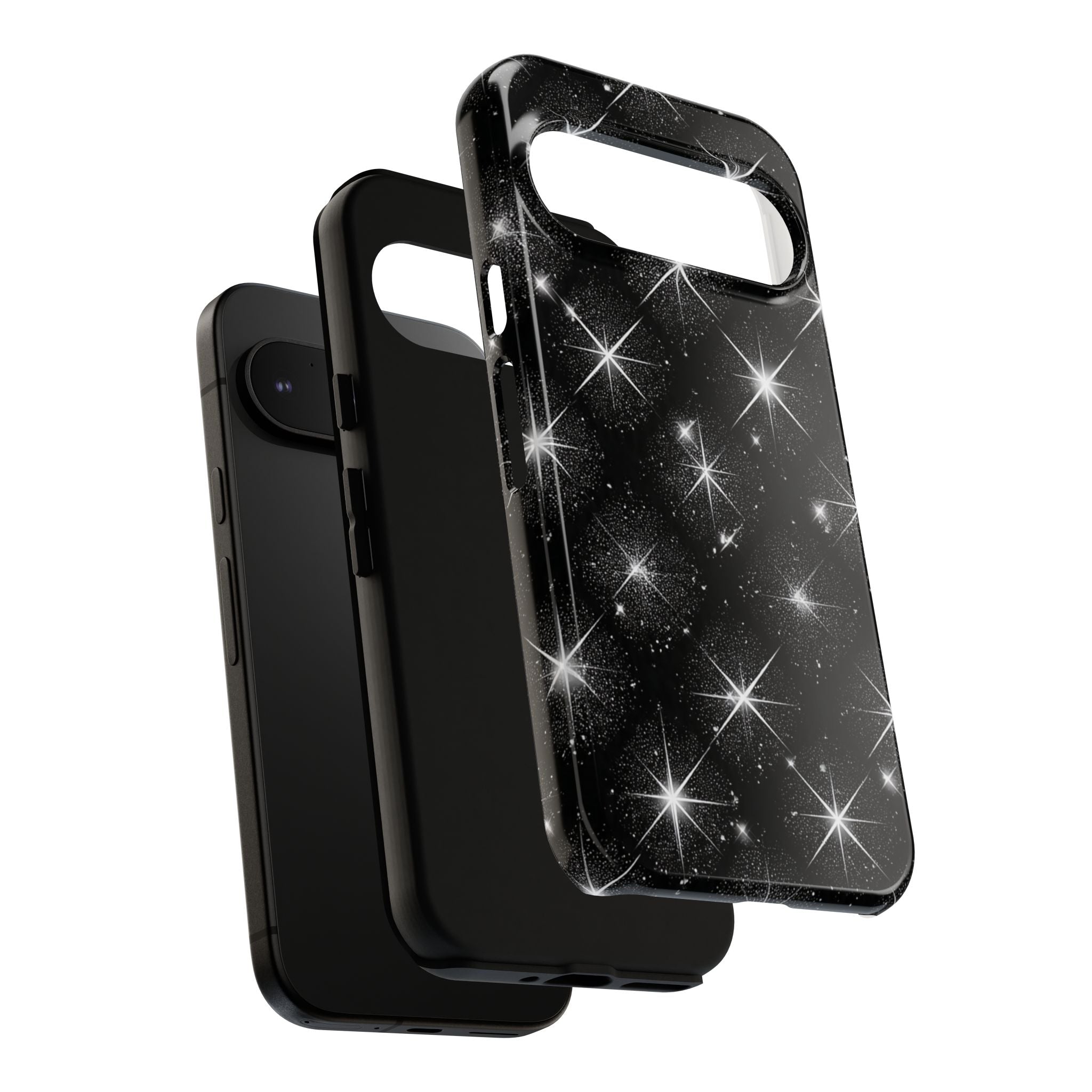 Galaxy Sparkle Tough Phone Case — Black Starfield Protective Cover