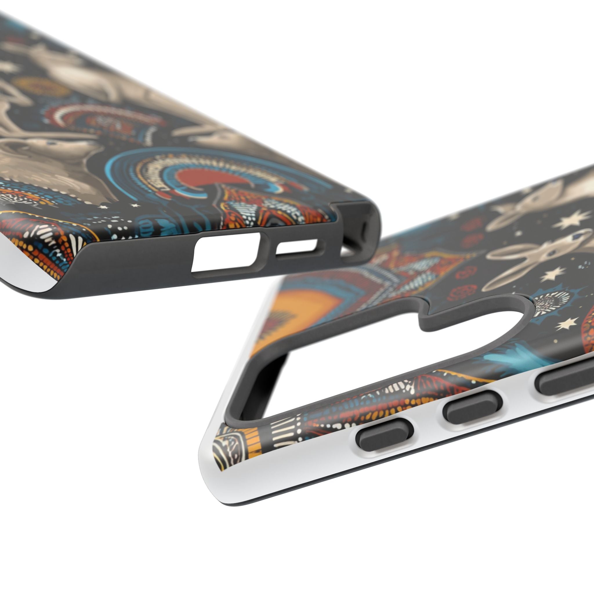 Kangaroo & Boomerang Tough Phone Case — Australian Wildlife Pattern