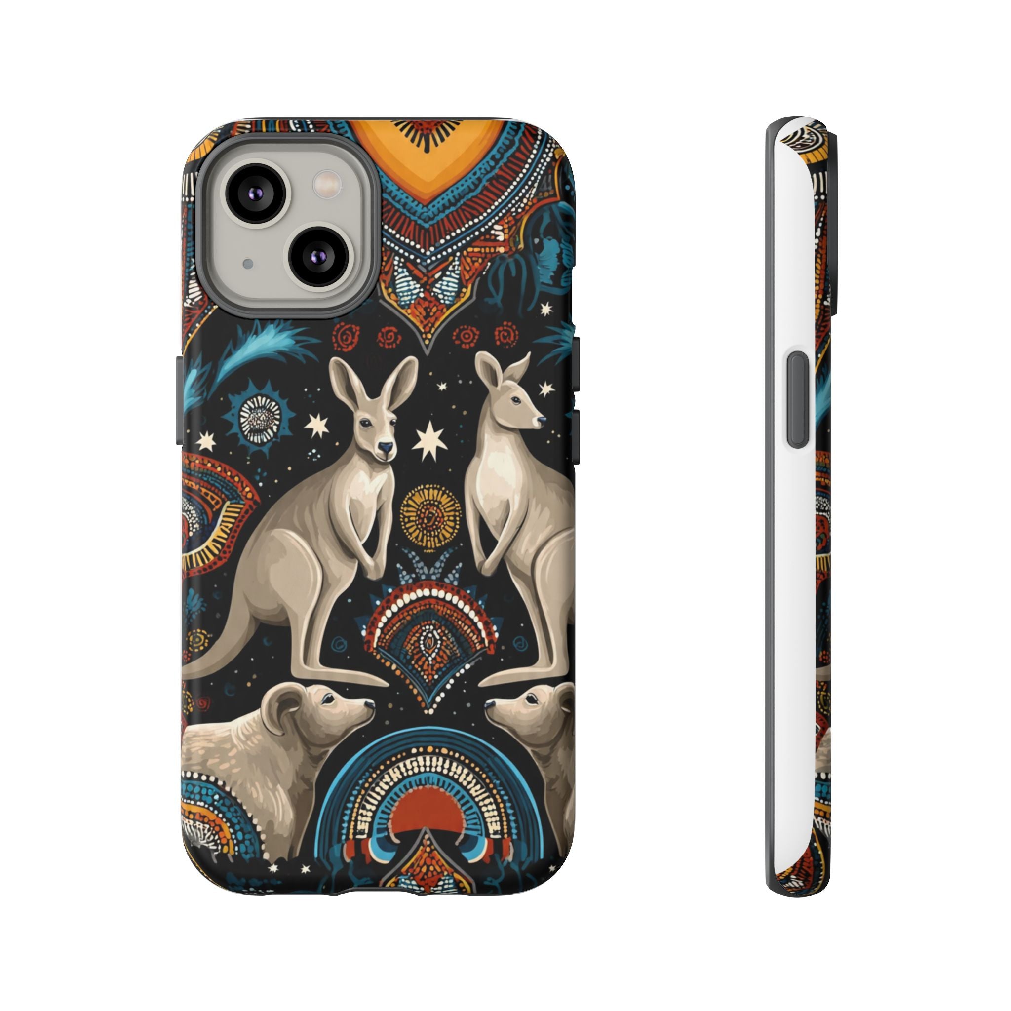 Kangaroo & Boomerang Tough Phone Case — Australian Wildlife Pattern