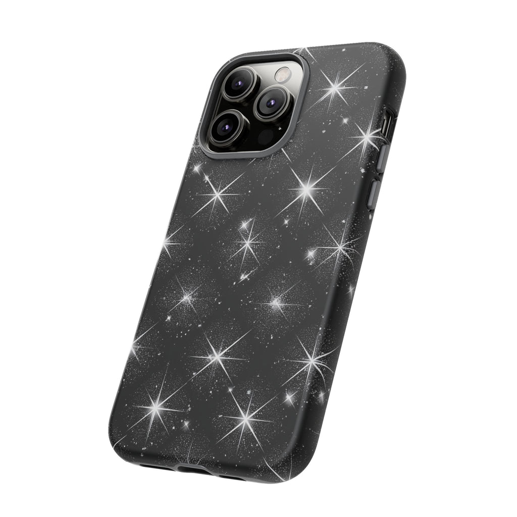 Galaxy Sparkle Tough Phone Case — Black Starfield Protective Cover