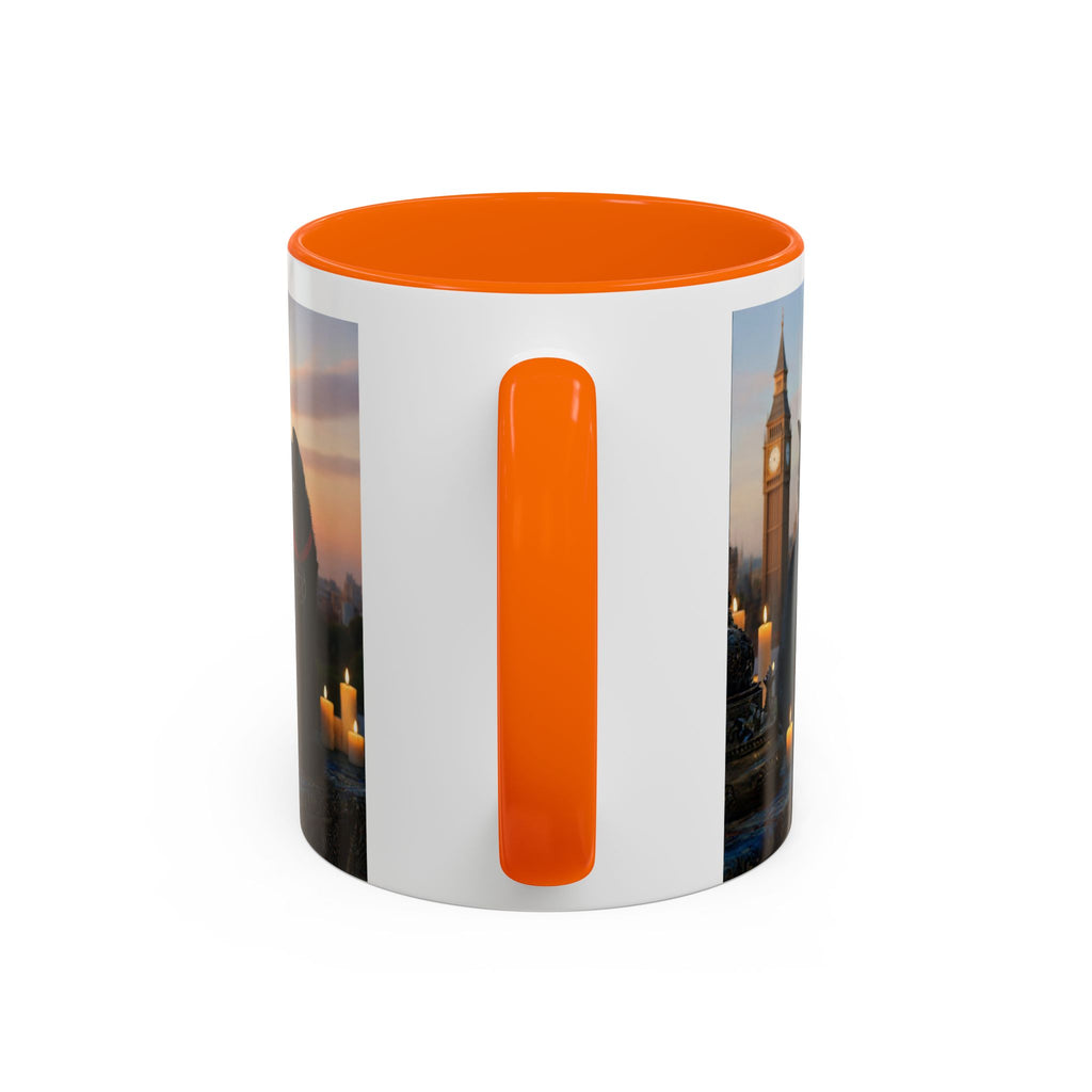 Black Cat Altar Coffee Mug — Gothic Cat with Pentagram, Candlelit Sunset Scene (11/15oz)