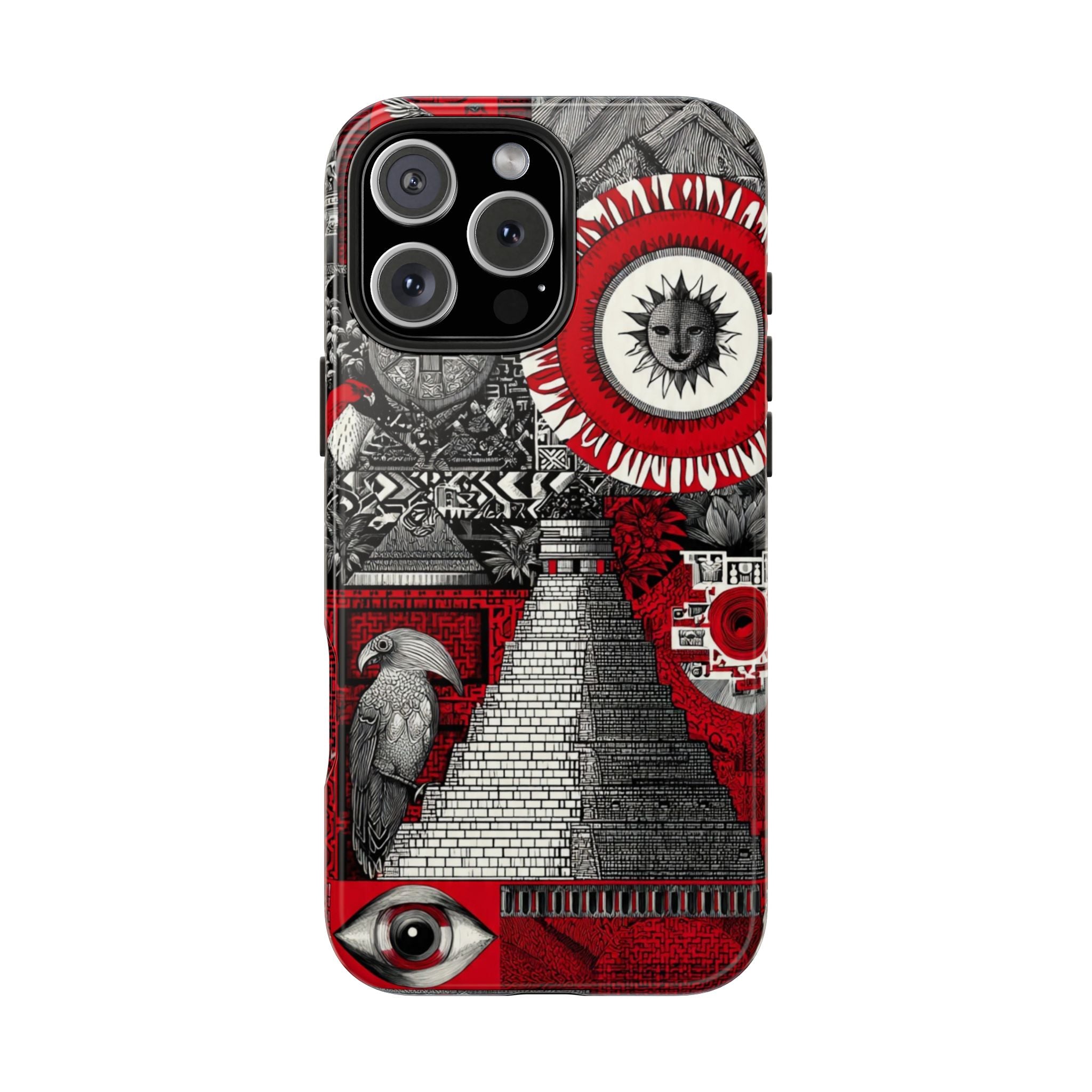 Tough Phone Case — Red Inca Pyramid Collage (Sun & Raven)