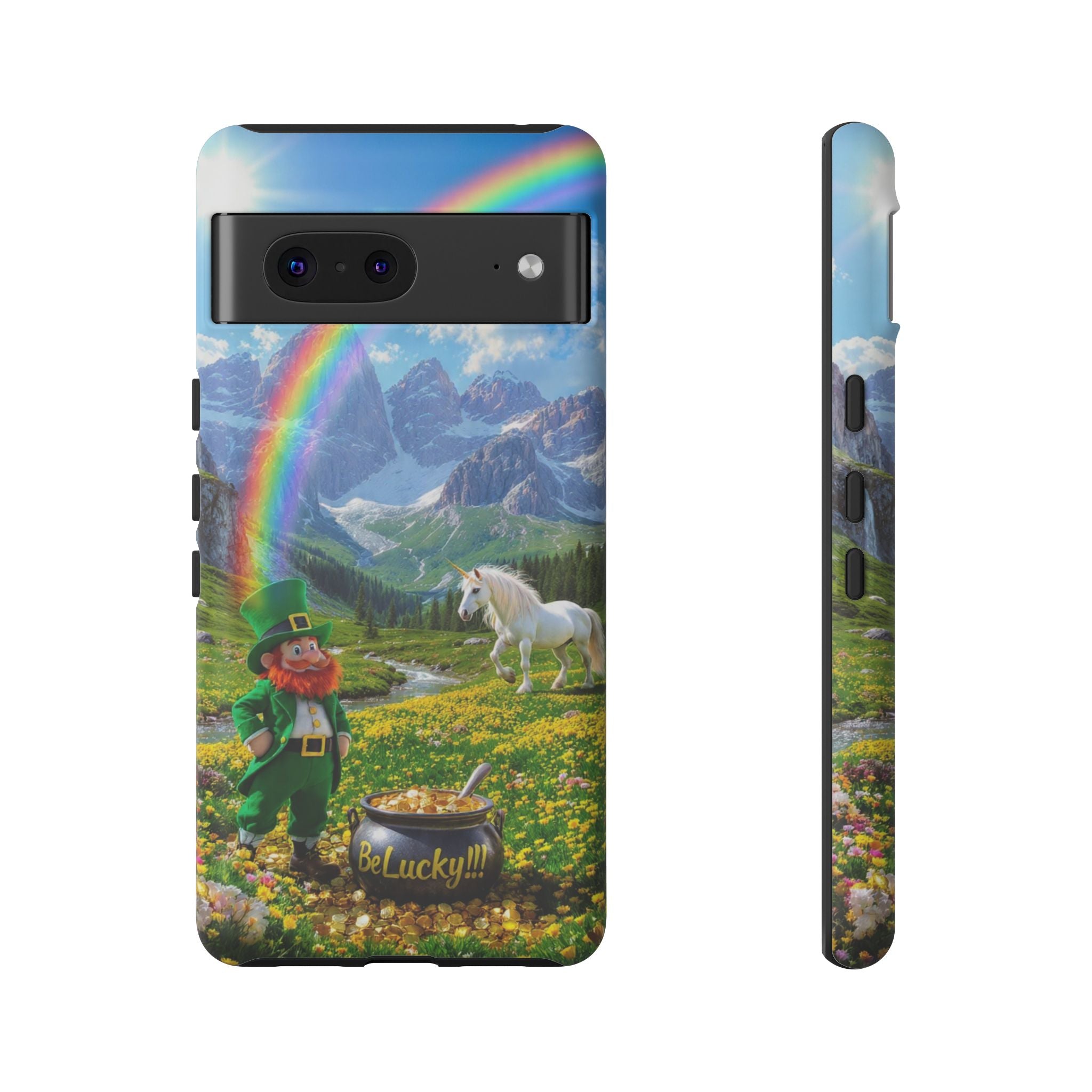 Lucky Leprechaun & Unicorn Phone Case — Rainbow Pot of Gold Protective Cover