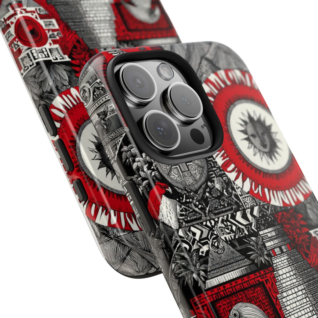 Tough Phone Case — Red Inca Pyramid Collage (Sun & Raven)