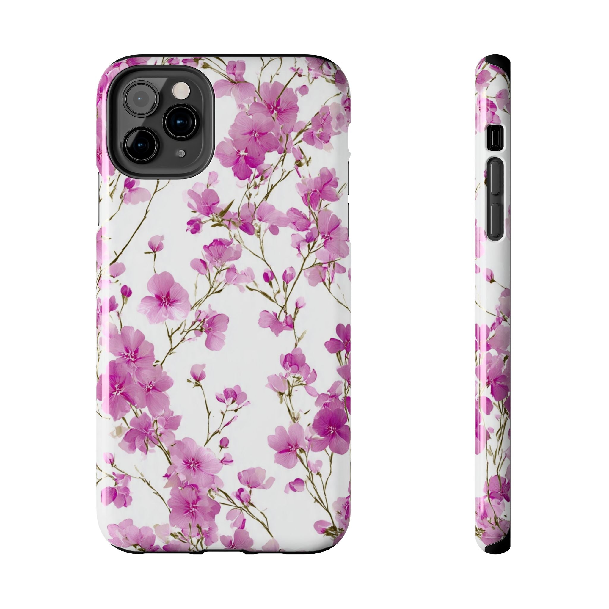 Floral Pink Blossoms Tough Phone Case — Durable Protective Phone Cover with Watercolor Cherry Blossom Design