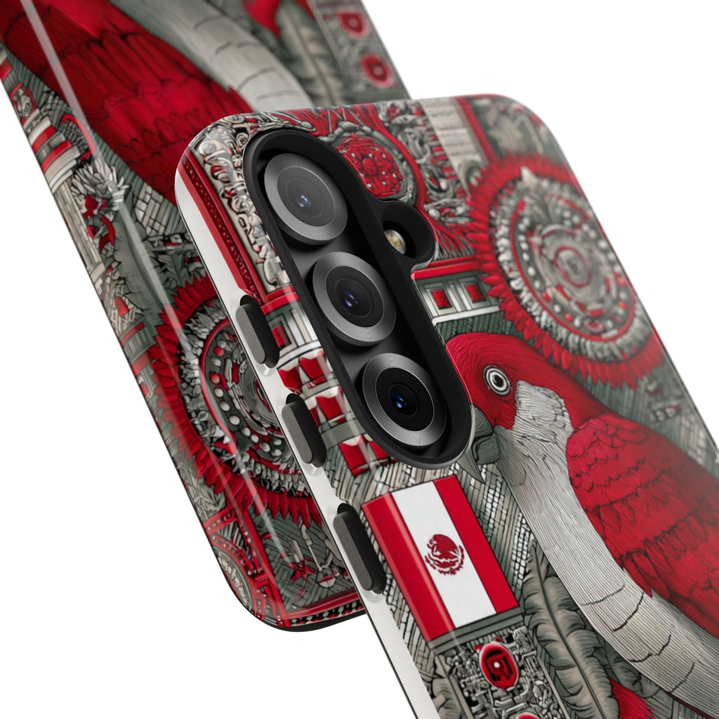 Tough Phone Case — Red Parrot Graphic Impact-Resistant Phone Cover