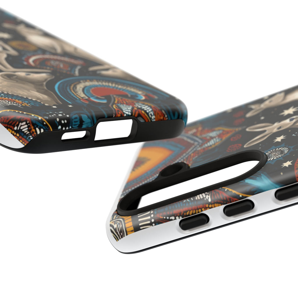 Kangaroo & Boomerang Tough Phone Case — Australian Wildlife Pattern