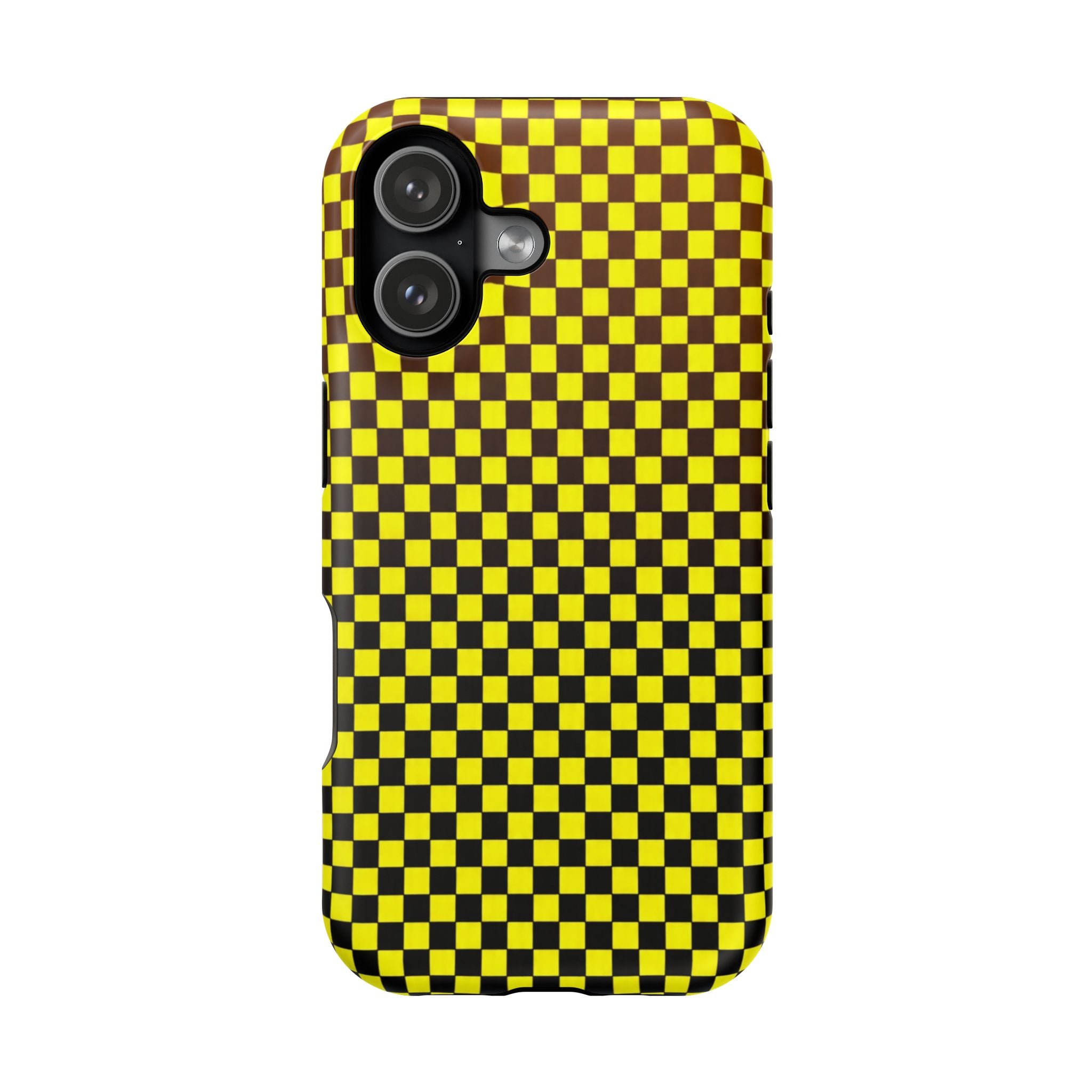 Magnetic Impact-Resistant Phone Case — Yellow & Black Checkered Grip