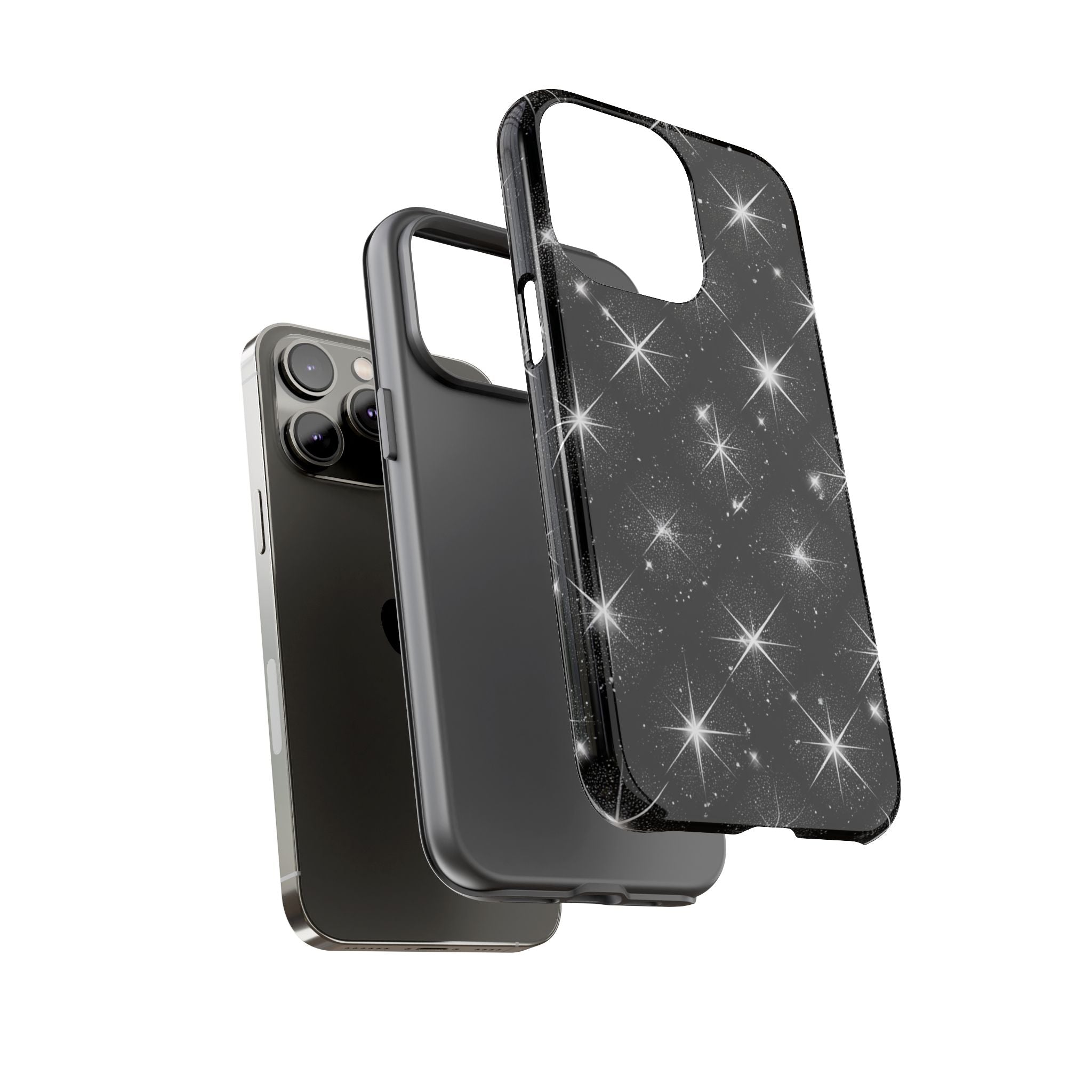Galaxy Sparkle Tough Phone Case — Black Starfield Protective Cover
