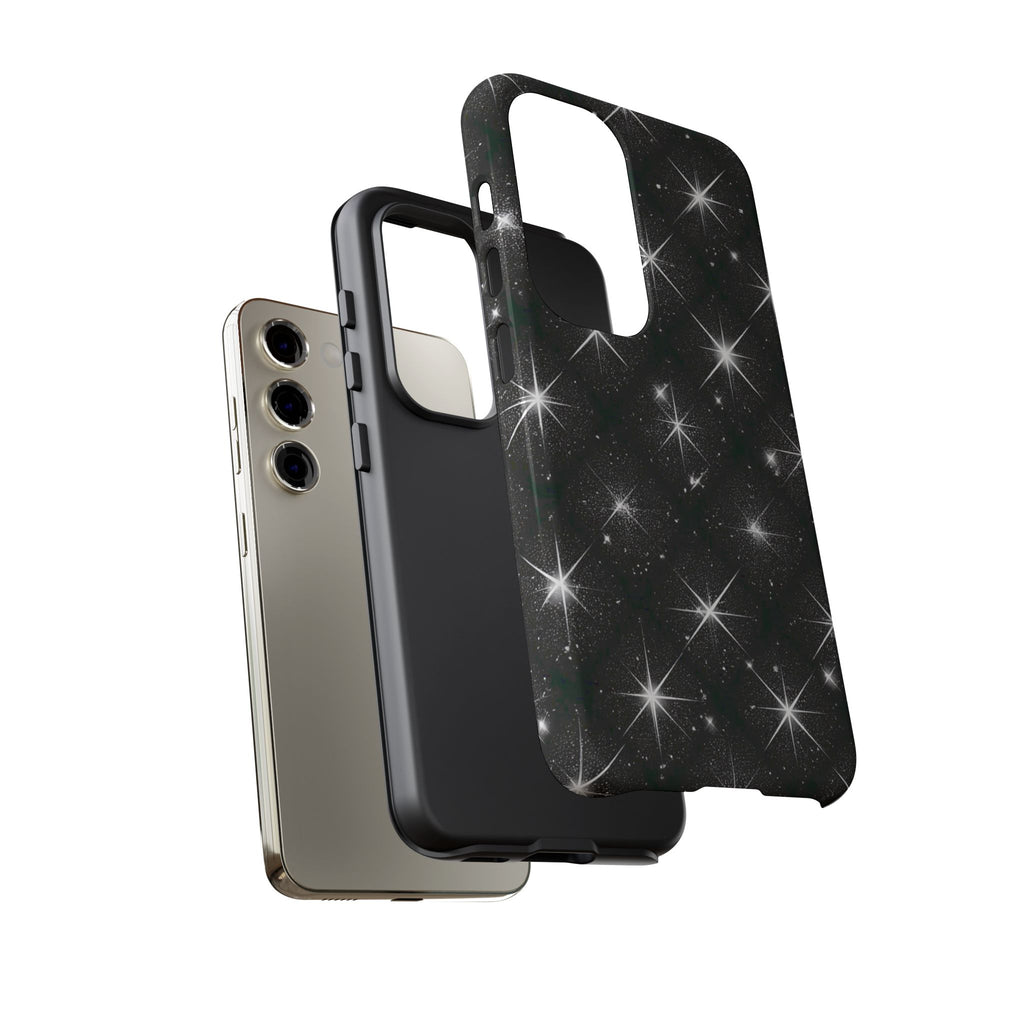 Galaxy Sparkle Tough Phone Case — Black Starfield Protective Cover