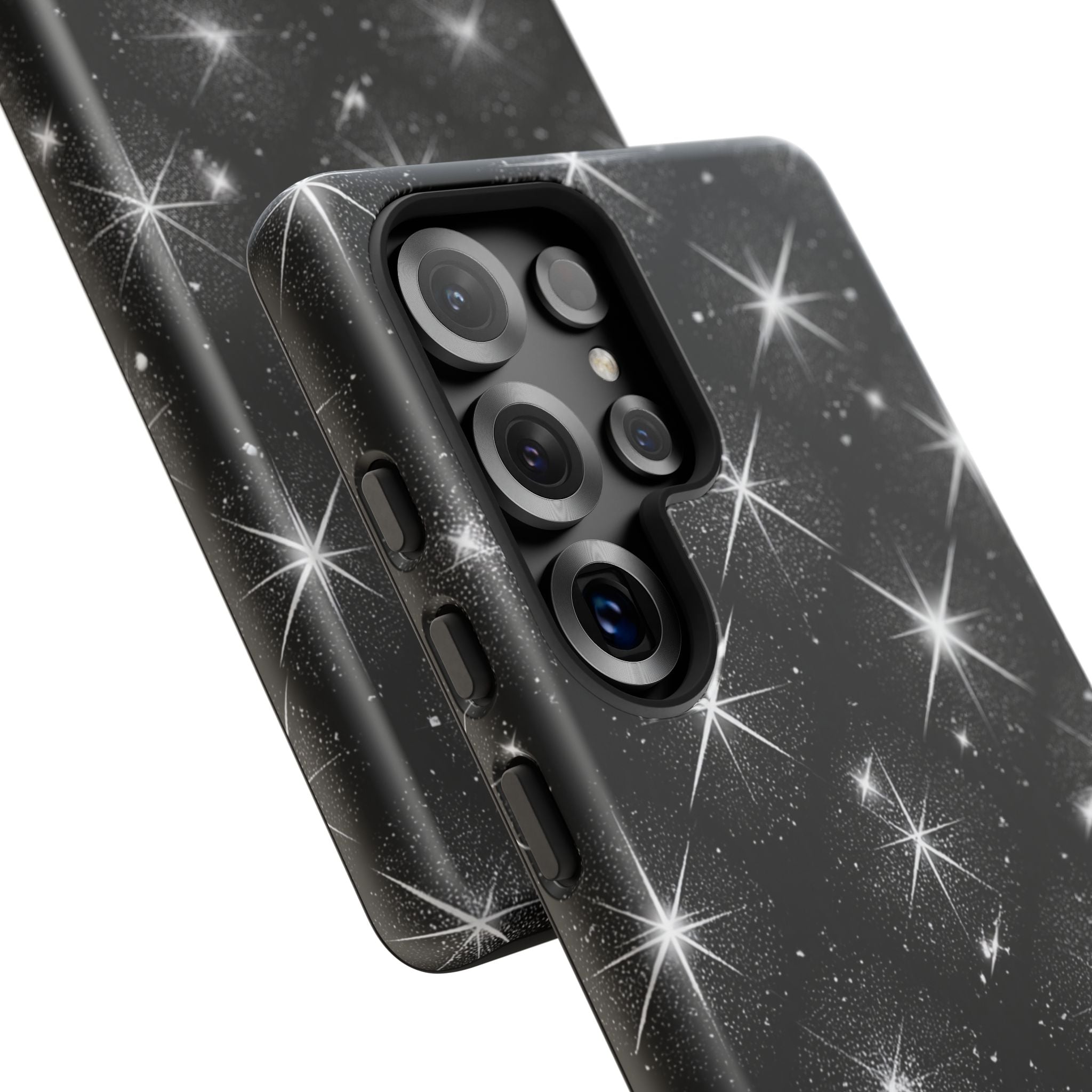 Galaxy Sparkle Tough Phone Case — Black Starfield Protective Cover