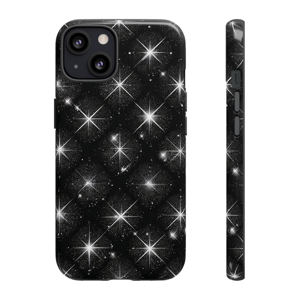 Galaxy Sparkle Tough Phone Case — Black Starfield Protective Cover