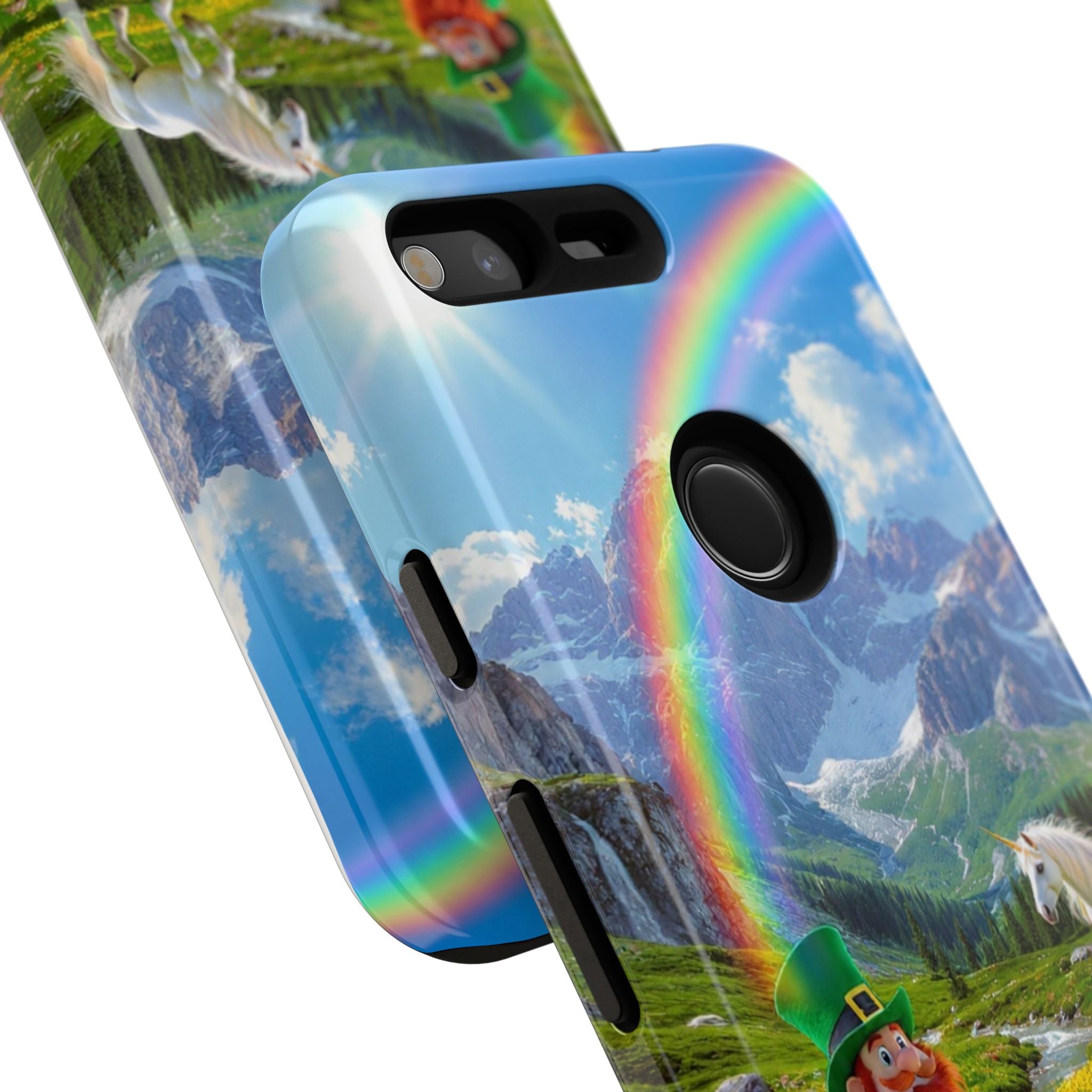 Lucky Leprechaun & Unicorn Phone Case — Rainbow Pot of Gold Protective Cover