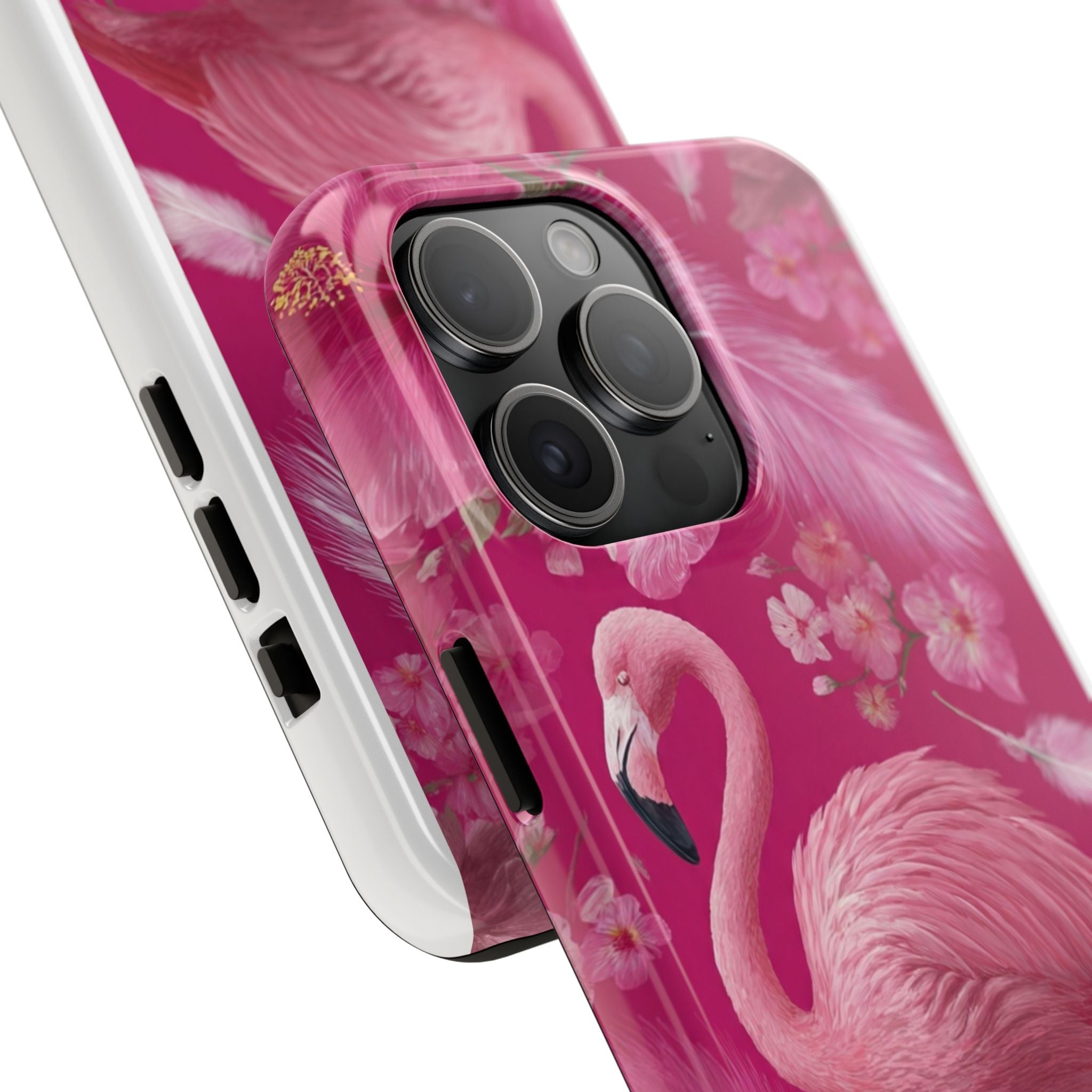 Flamingo Floral Tough Phone Case — Pink Tropical Feather Design