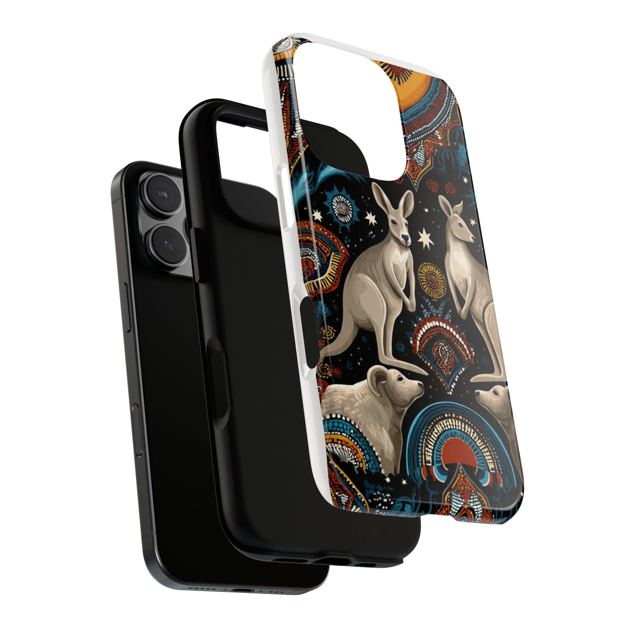 Kangaroo & Boomerang Tough Phone Case — Australian Wildlife Pattern