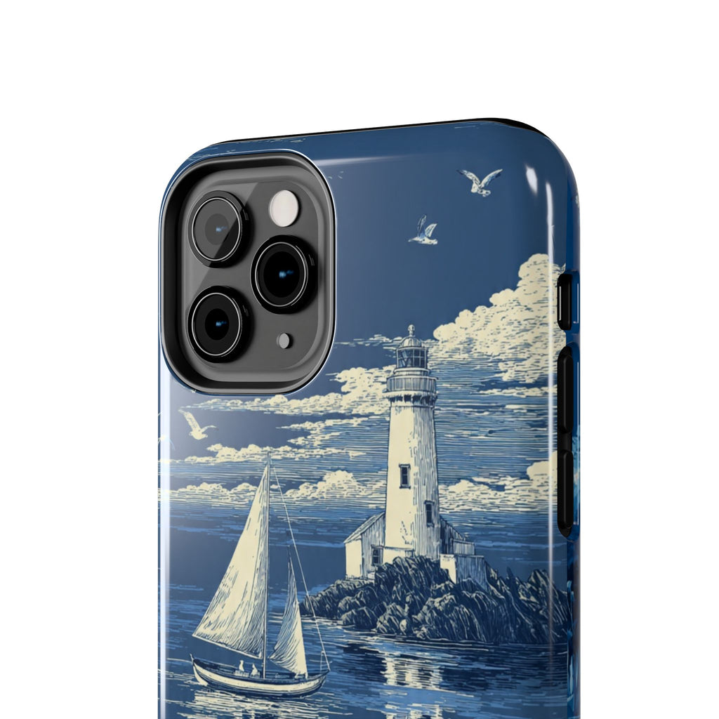 Swan Lake Tough Phone Case — Blue Vintage Swan Design, Durable Protective Cover